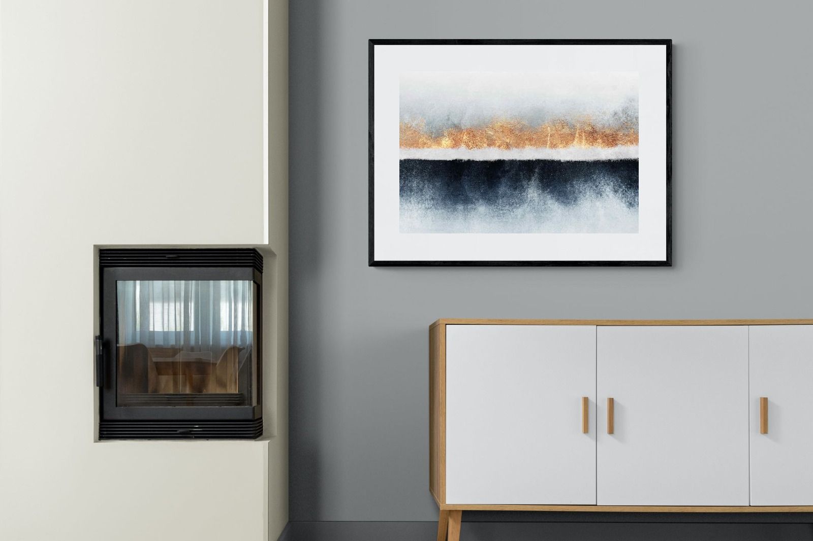 Split Horizon-Wall_Art-100 x 75cm-Framed Print-Black-Pixalot