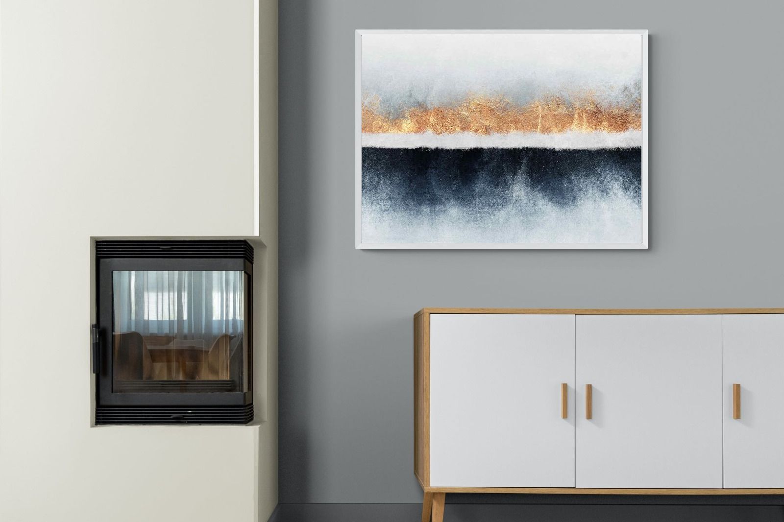 Split Horizon-Wall_Art-100 x 75cm-Mounted Canvas-White-Pixalot