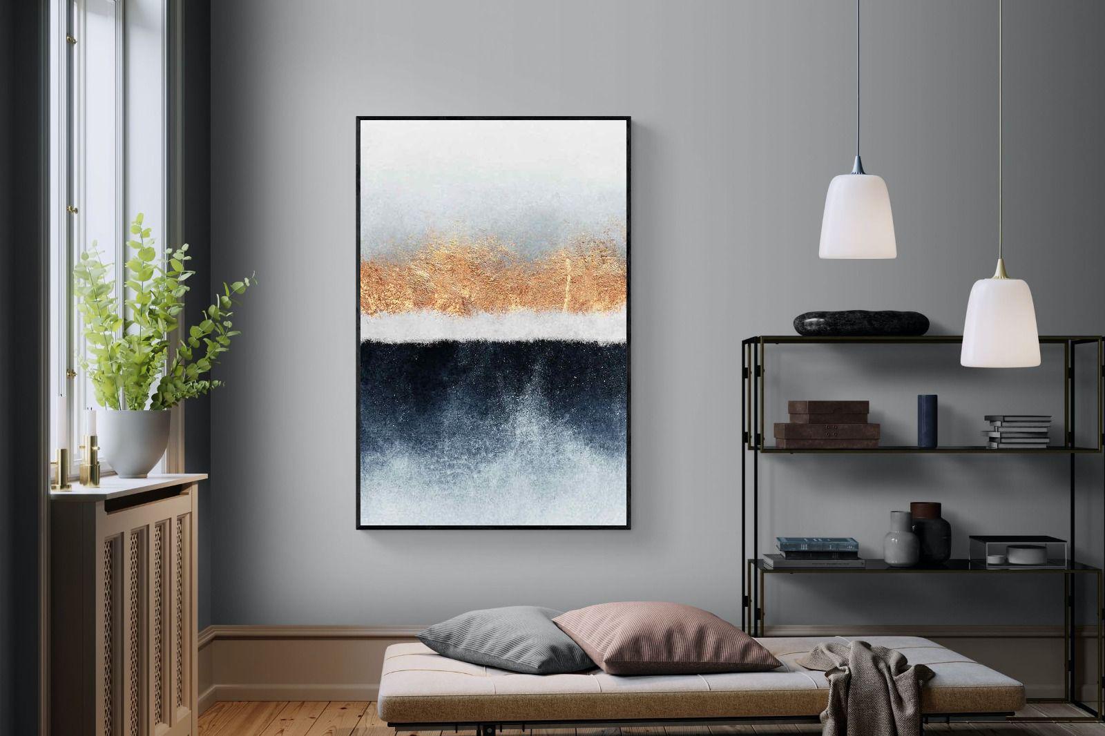 Split Horizon-Wall_Art-120 x 180cm-Mounted Canvas-Black-Pixalot