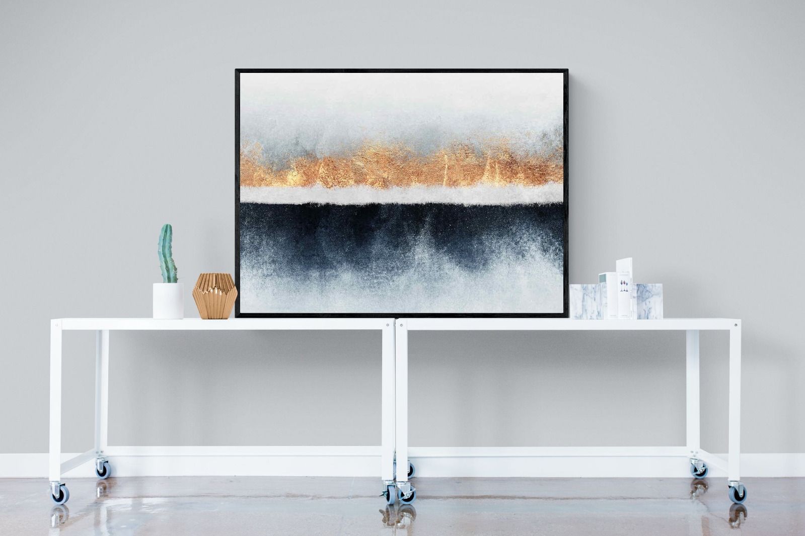 Split Horizon-Wall_Art-120 x 90cm-Mounted Canvas-Black-Pixalot