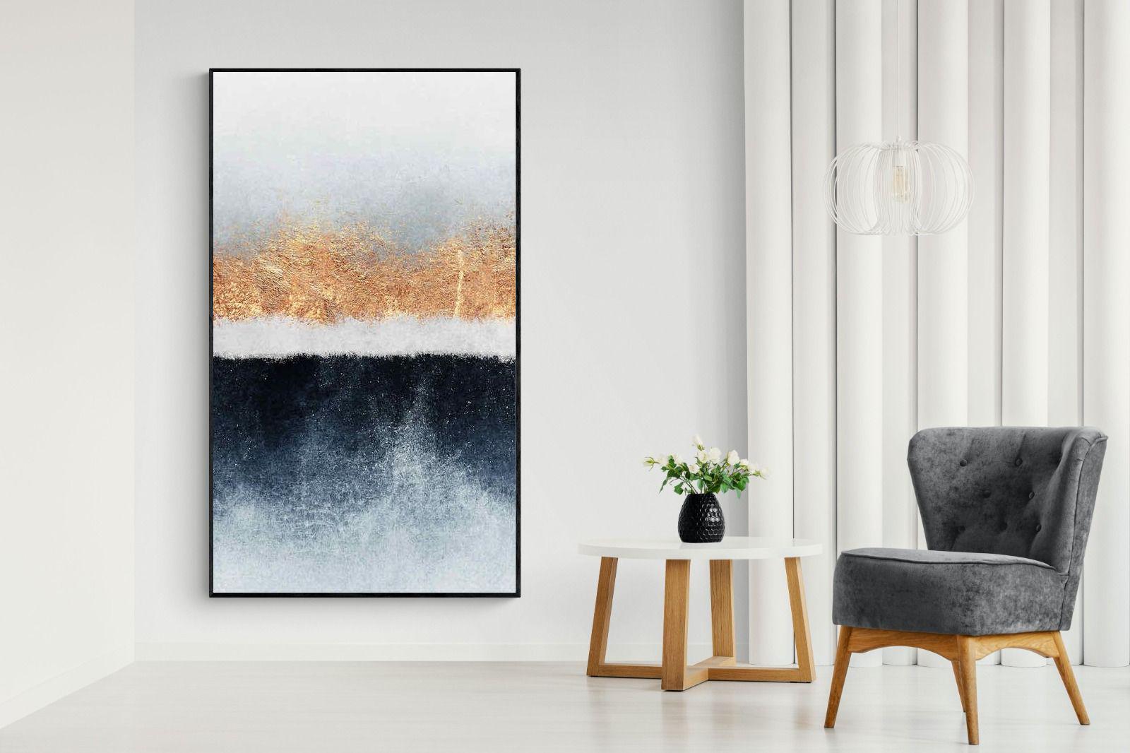 Split Horizon-Wall_Art-130 x 220cm-Mounted Canvas-Black-Pixalot