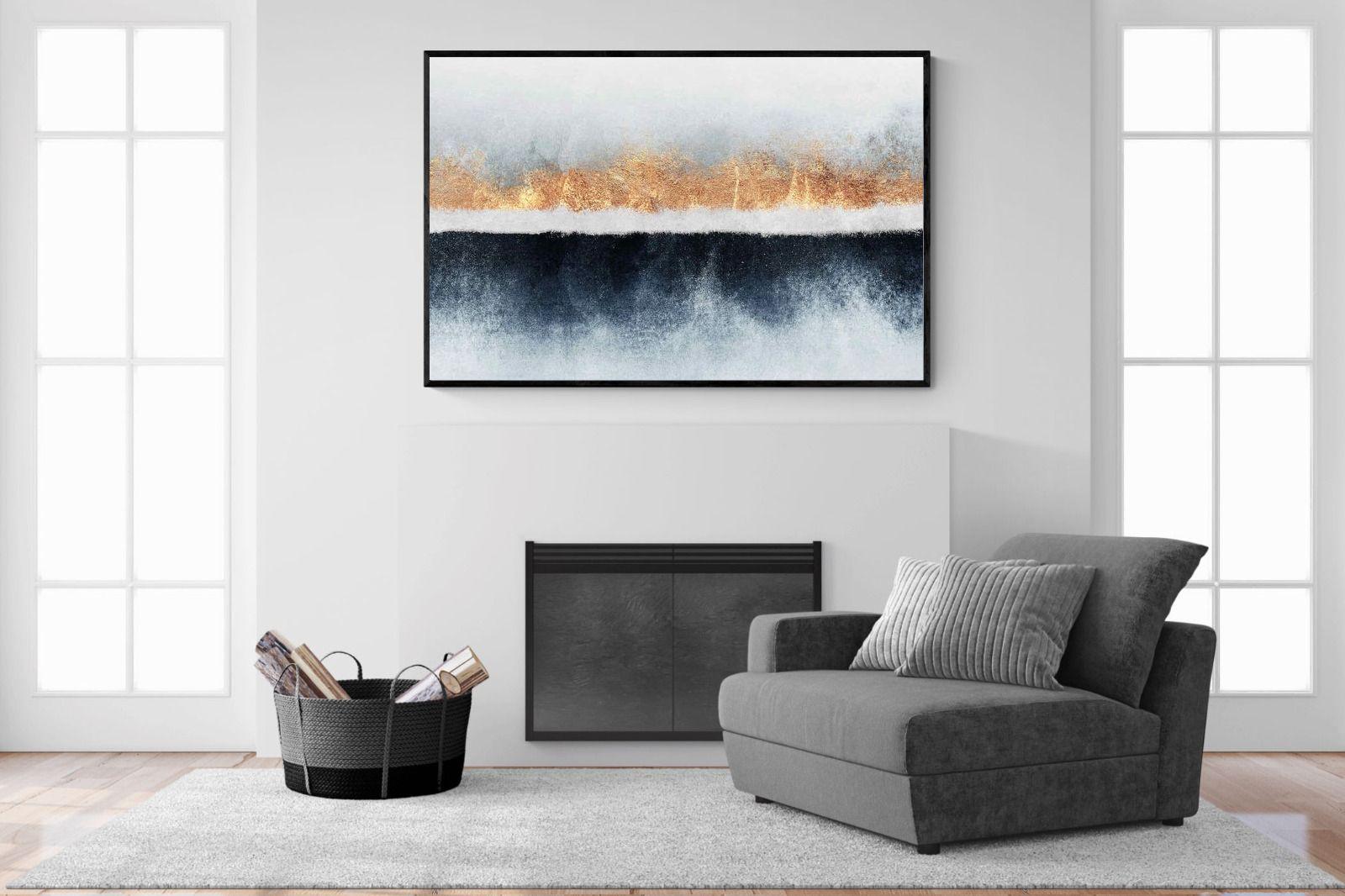 Split Horizon-Wall_Art-150 x 100cm-Mounted Canvas-Black-Pixalot