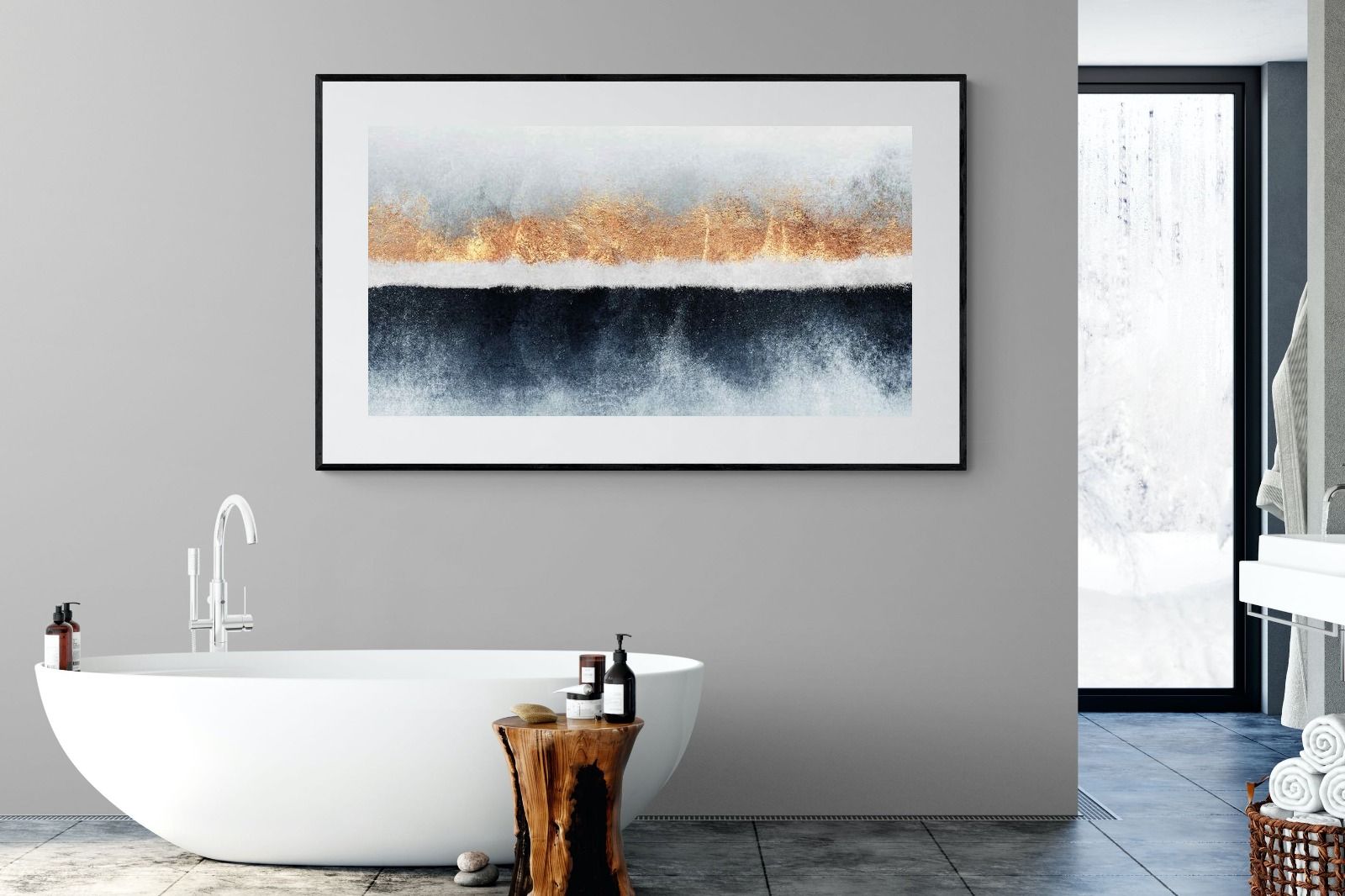 Split Horizon-Wall_Art-180 x 110cm-Framed Print-Black-Pixalot