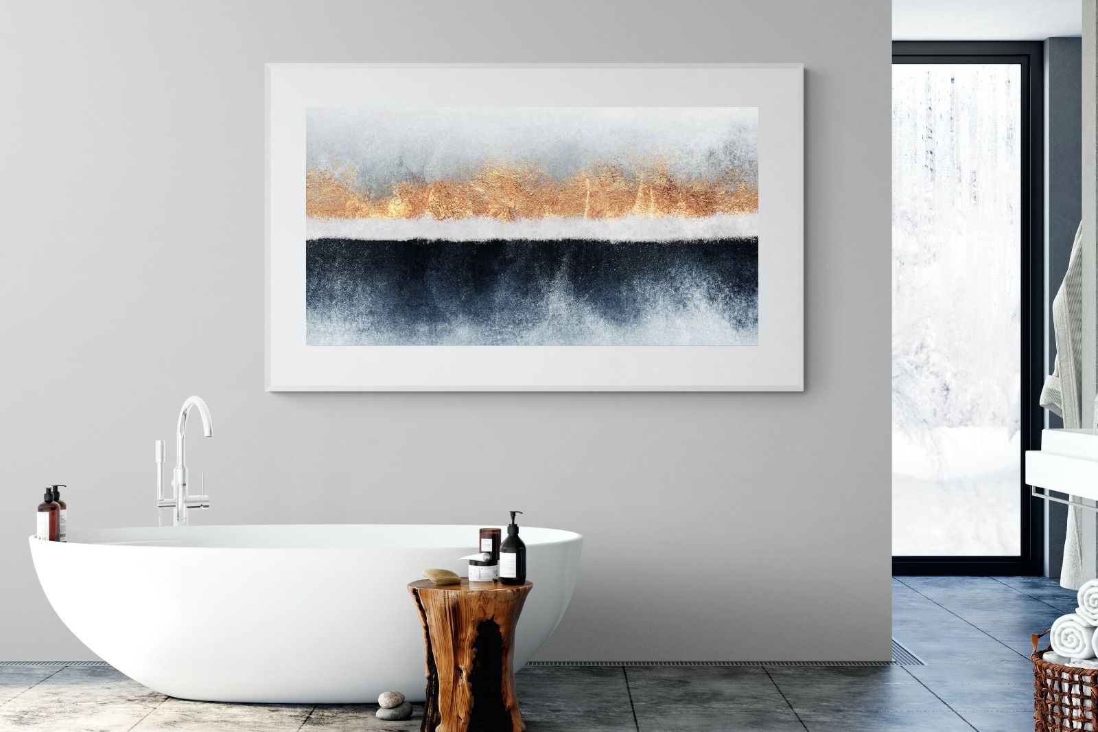 Split Horizon-Wall_Art-180 x 110cm-Framed Print-White-Pixalot