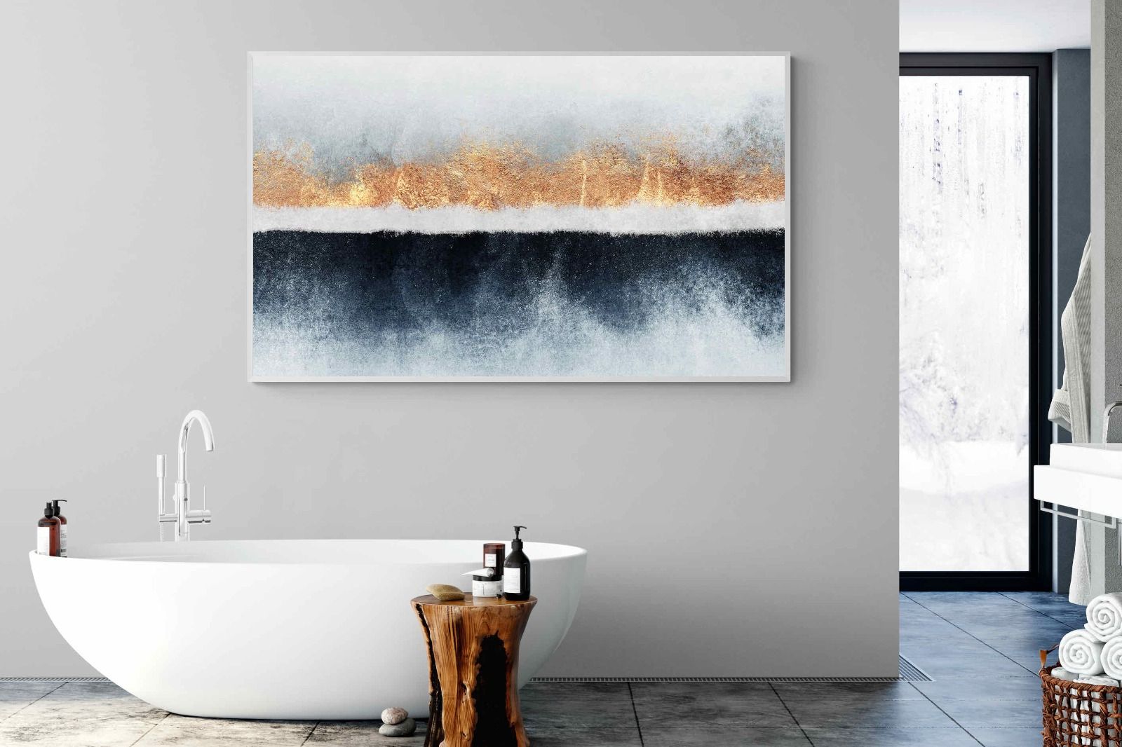 Split Horizon-Wall_Art-180 x 110cm-Mounted Canvas-White-Pixalot
