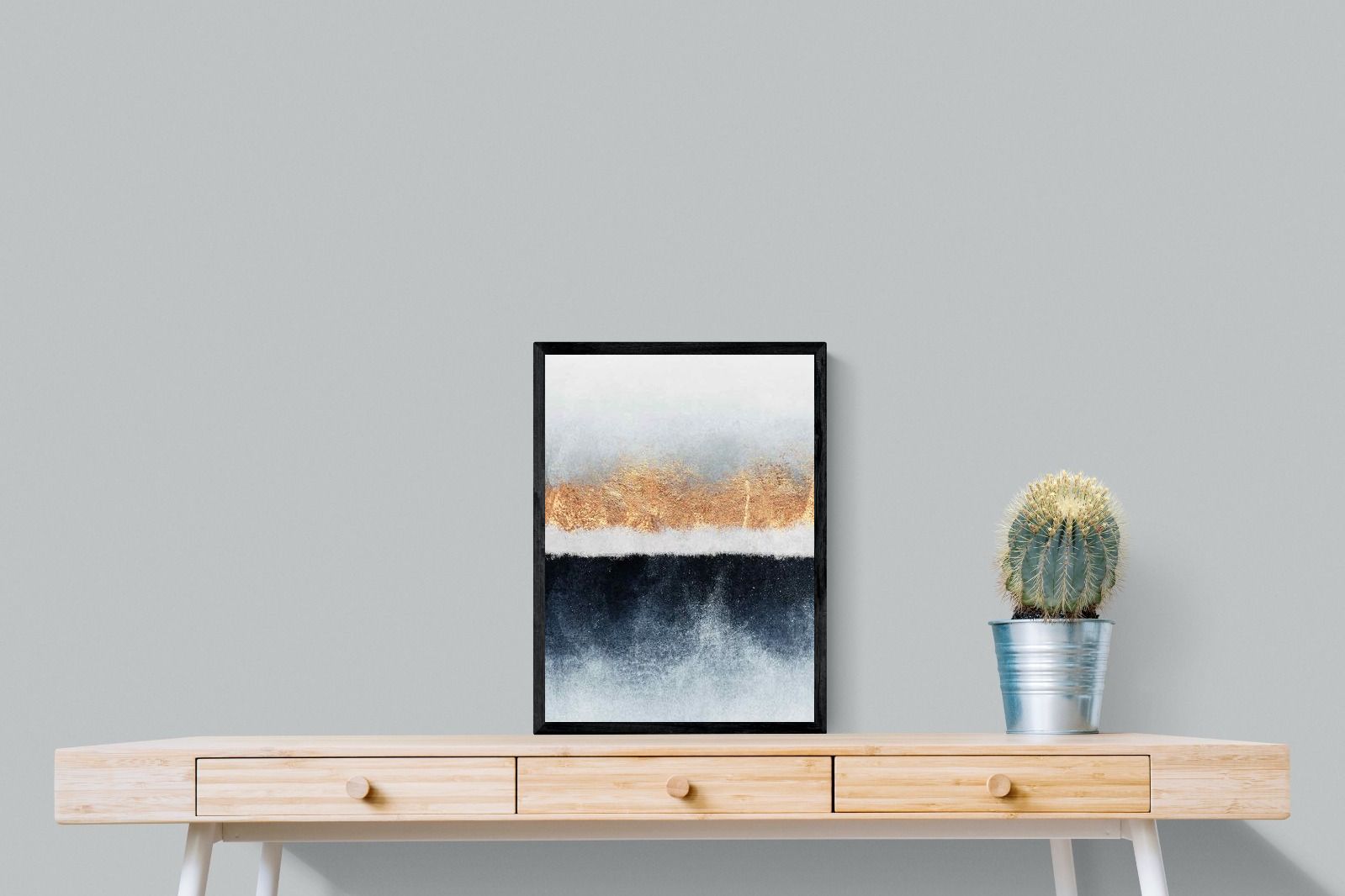 Split Horizon-Wall_Art-45 x 60cm-Mounted Canvas-Black-Pixalot