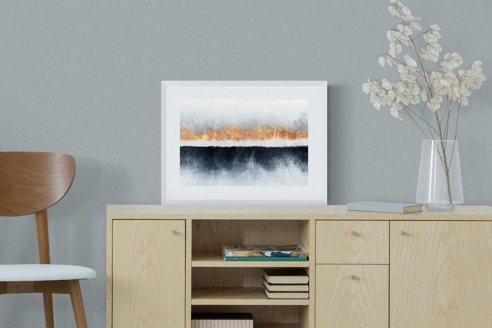 Split Horizon-Wall_Art-60 x 45cm-Framed Print-White-Pixalot