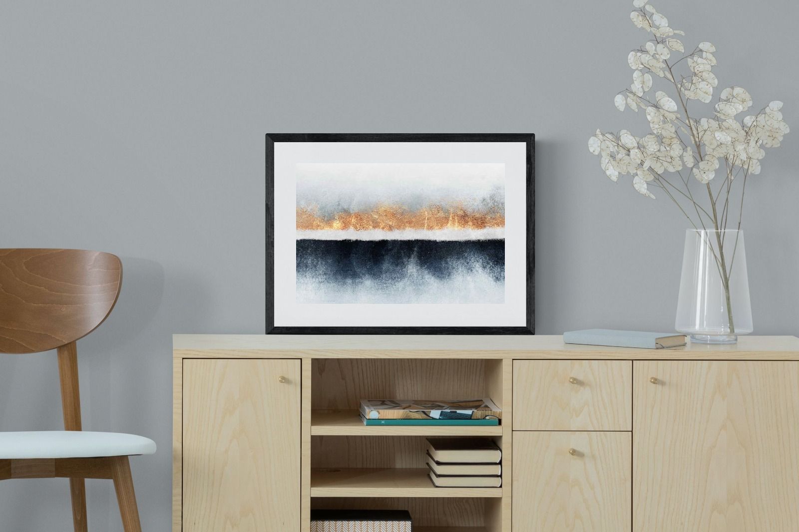 Split Horizon-Wall_Art-60 x 45cm-Framed Print-Black-Pixalot