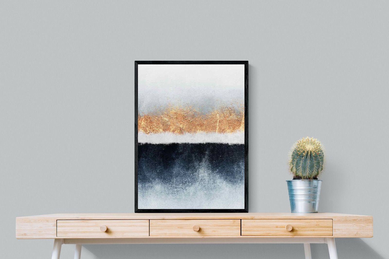 Split Horizon-Wall_Art-60 x 80cm-Mounted Canvas-Black-Pixalot