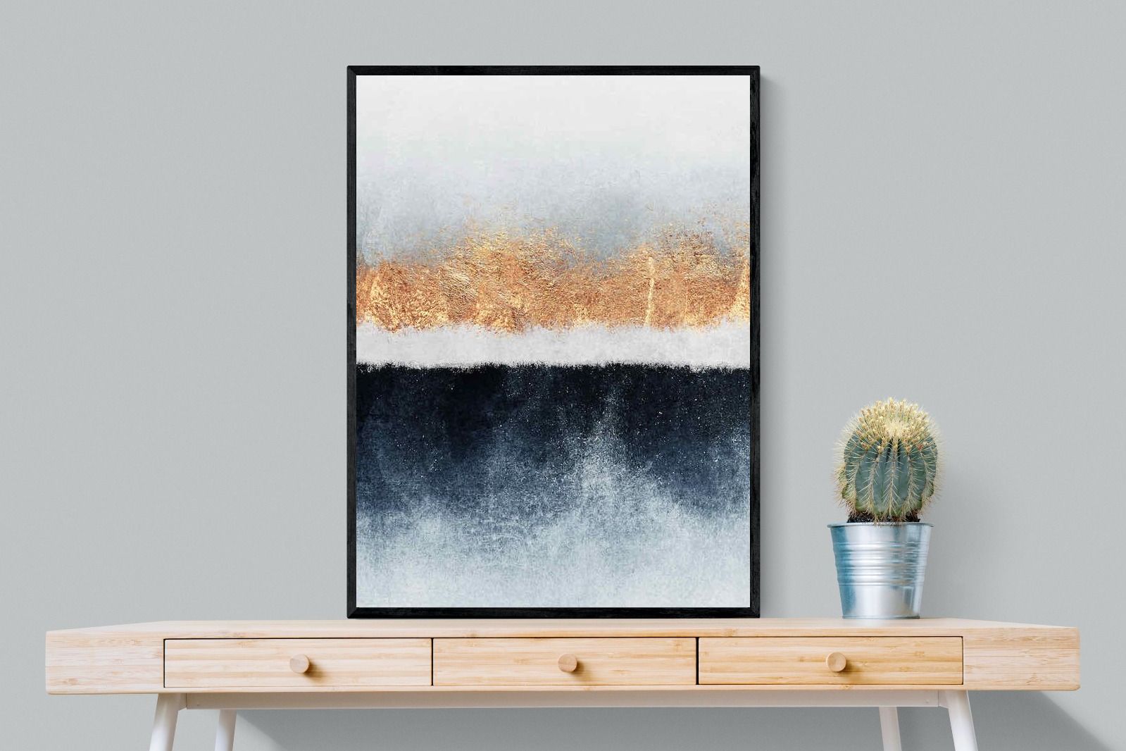 Split Horizon-Wall_Art-75 x 100cm-Mounted Canvas-Black-Pixalot