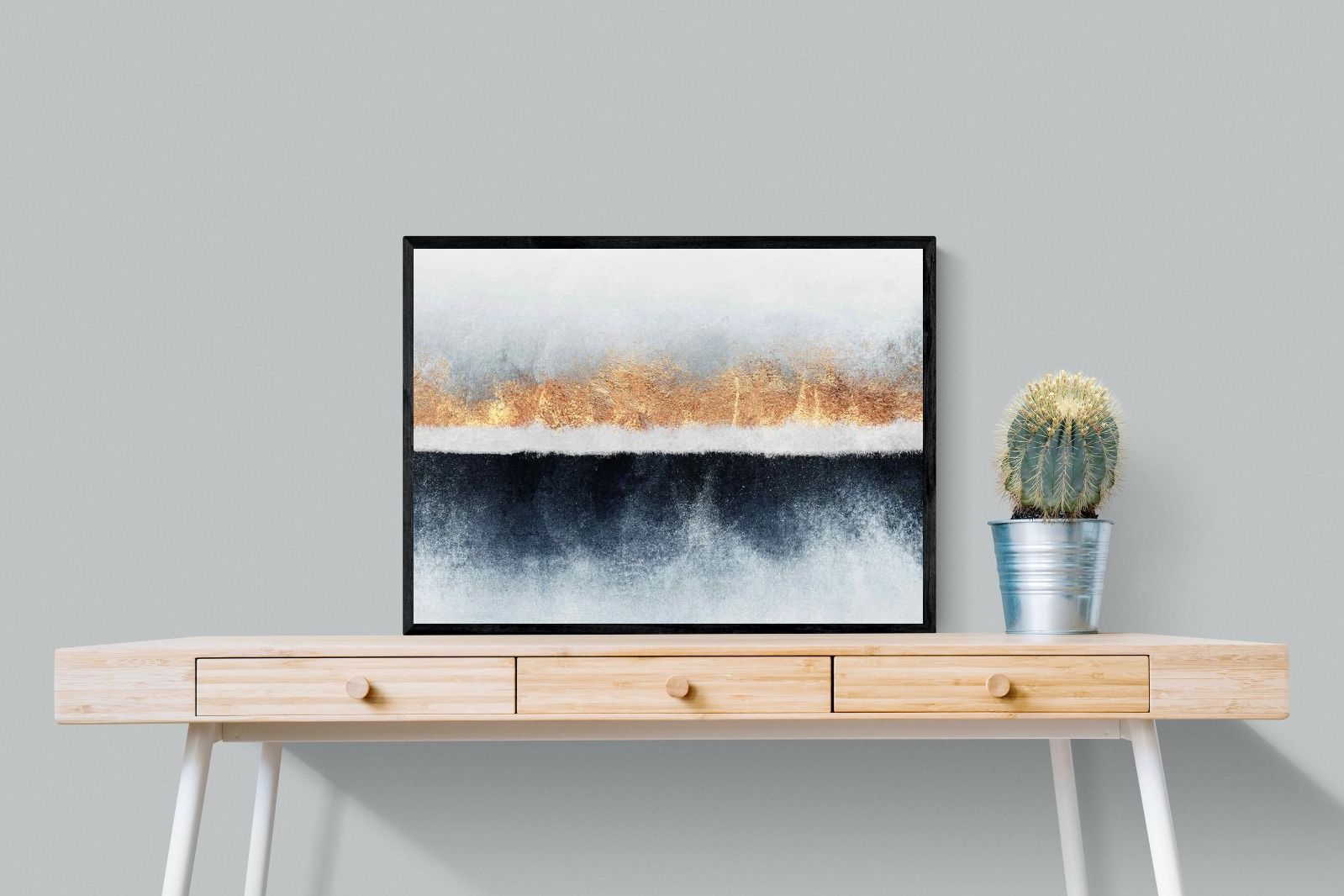 Split Horizon-Wall_Art-80 x 60cm-Mounted Canvas-Black-Pixalot