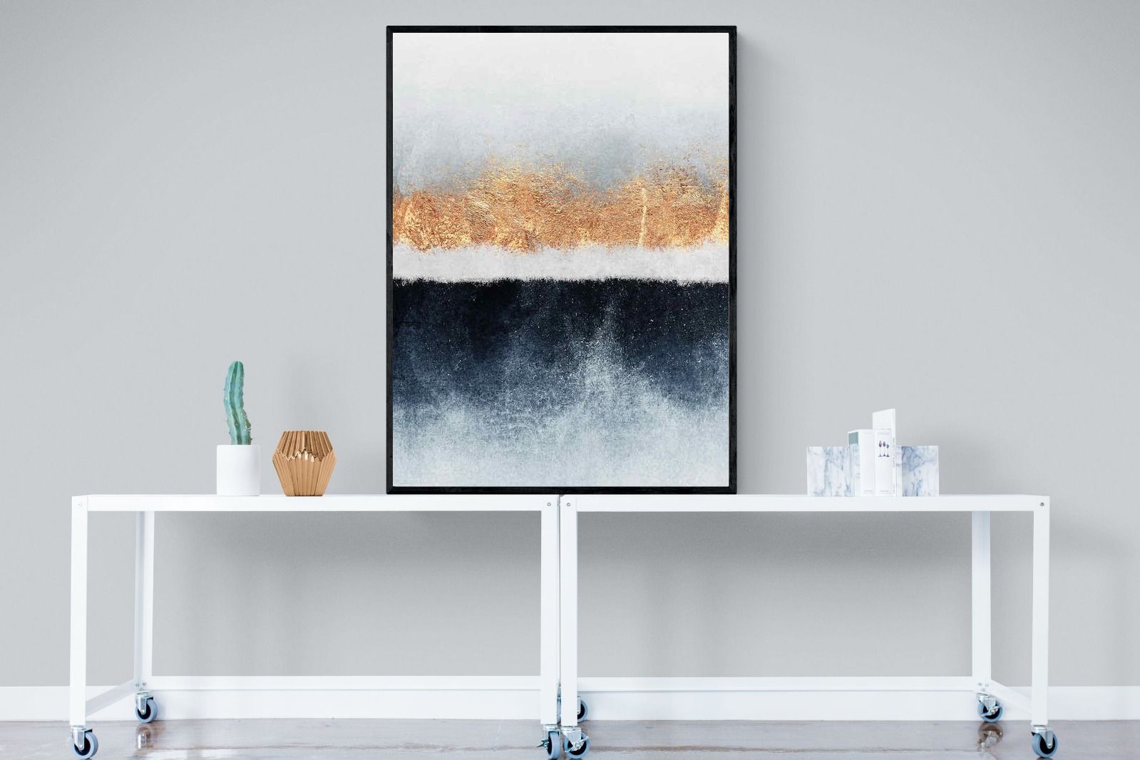 Split Horizon-Wall_Art-90 x 120cm-Mounted Canvas-Black-Pixalot