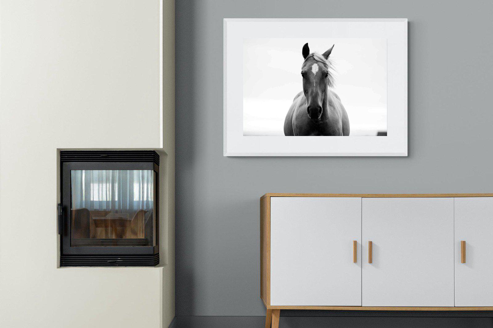 Stallion-Wall_Art-100 x 75cm-Framed Print-White-Pixalot