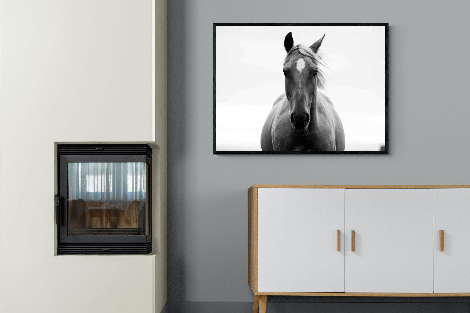 Stallion-Wall_Art-100 x 75cm-Mounted Canvas-Black-Pixalot