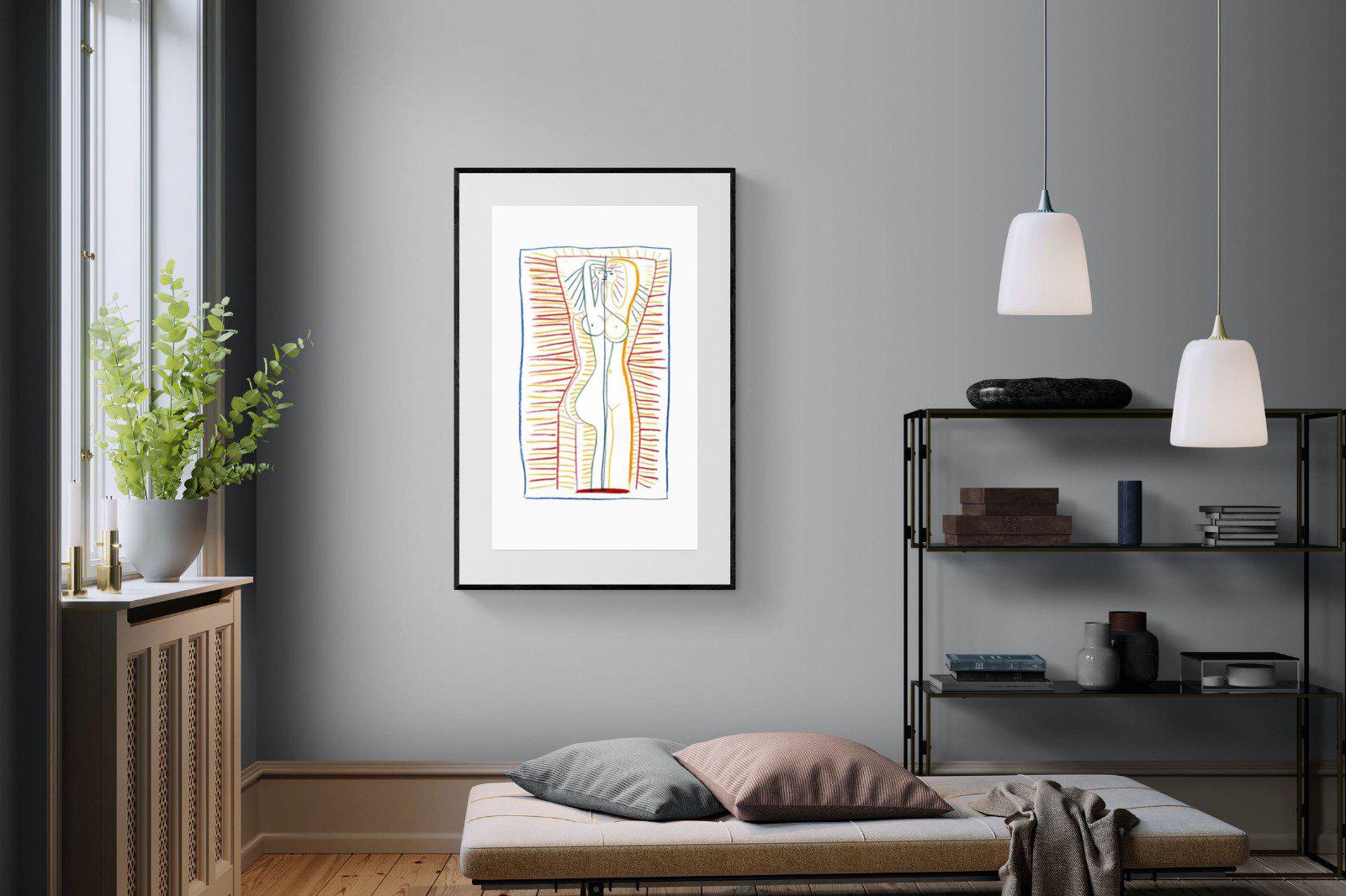 Standing Female Nude II-Wall_Art-100 x 150cm-Framed Print-Black-Pixalot