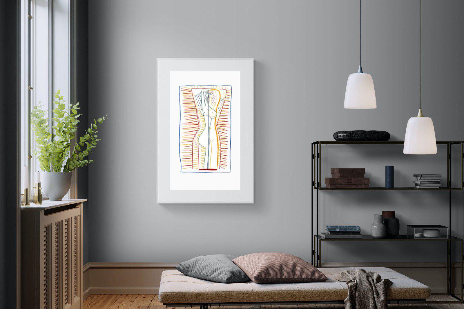 Standing Female Nude II-Wall_Art-100 x 150cm-Framed Print-White-Pixalot
