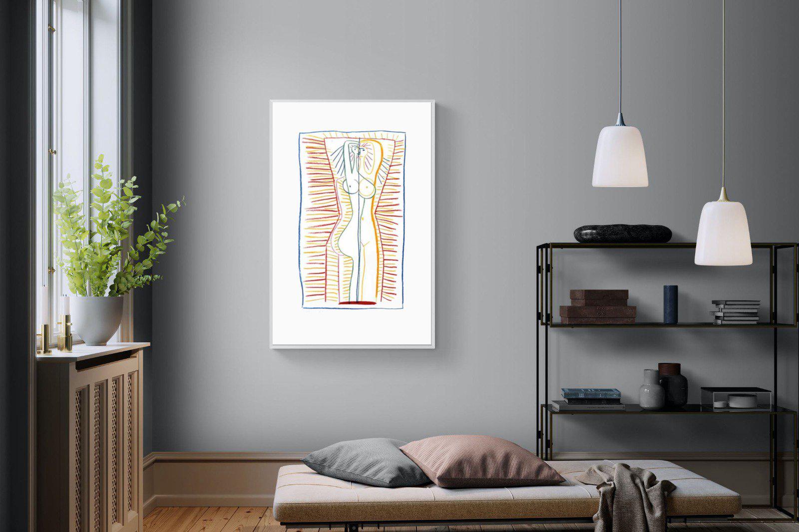 Standing Female Nude II-Wall_Art-100 x 150cm-Mounted Canvas-White-Pixalot