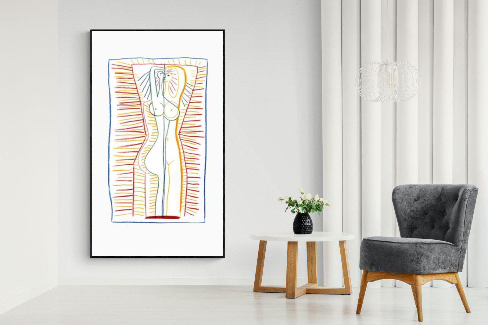Standing Female Nude II-Wall_Art-130 x 220cm-Mounted Canvas-Black-Pixalot