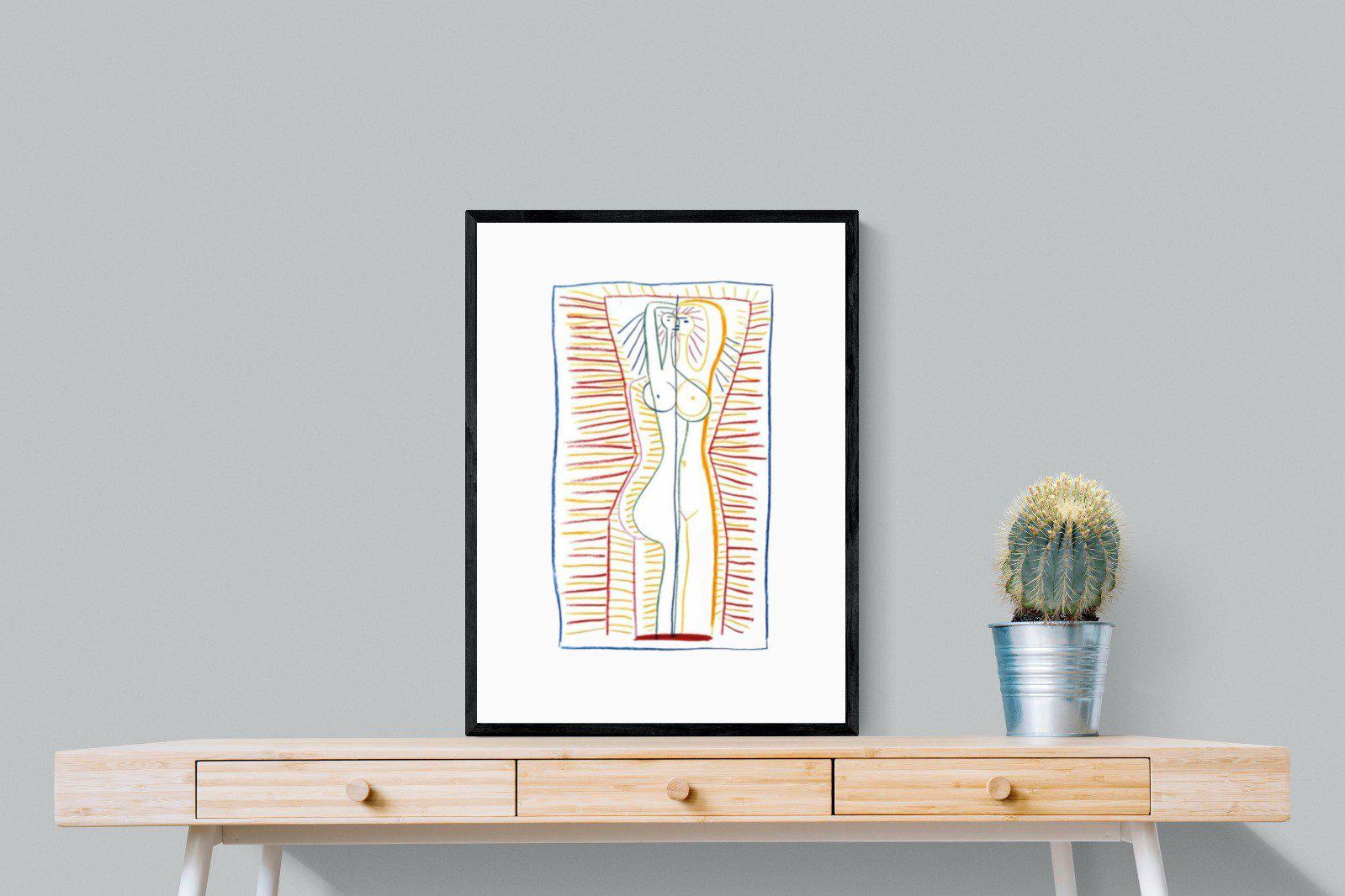 Standing Female Nude II-Wall_Art-60 x 80cm-Mounted Canvas-Black-Pixalot