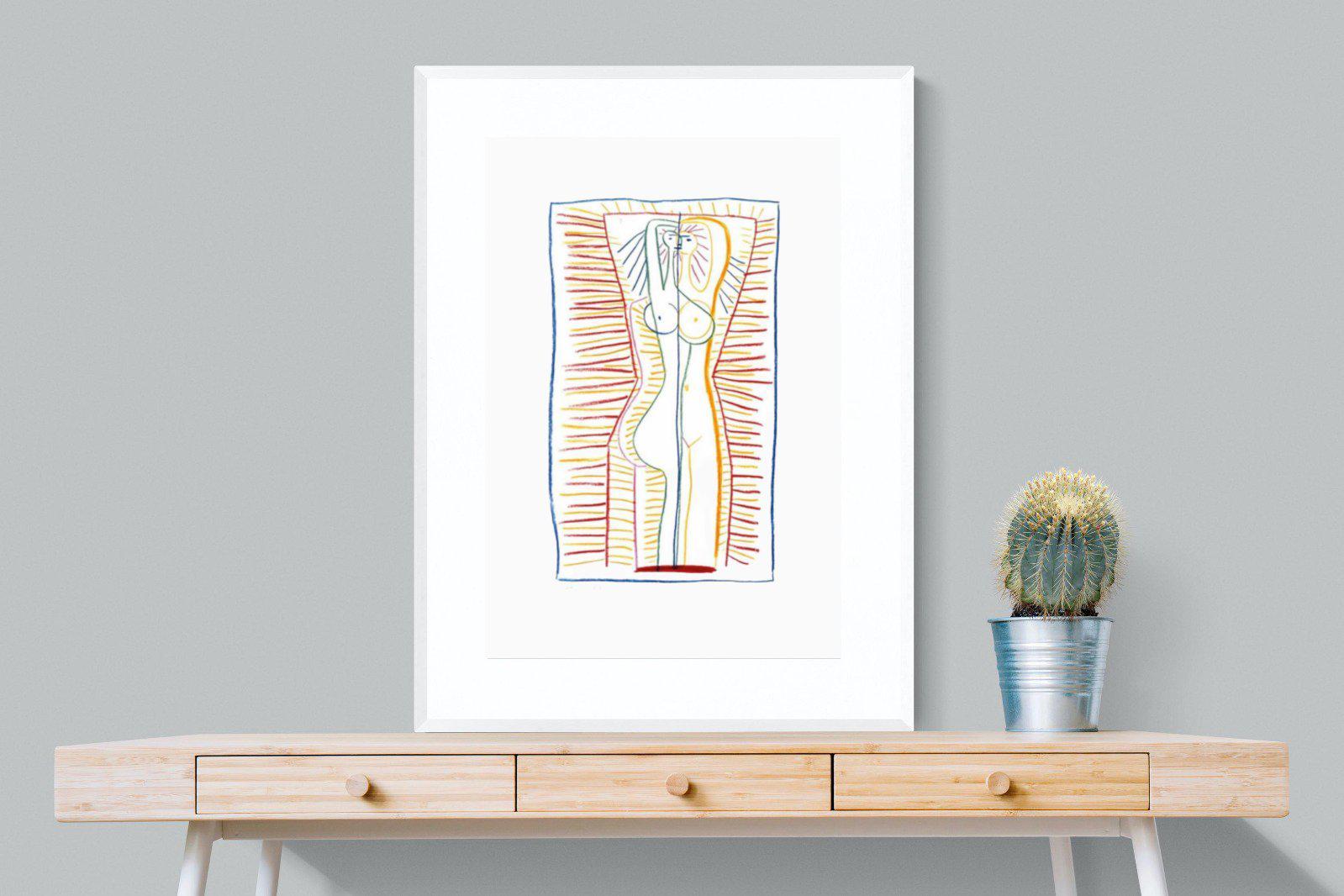 Standing Female Nude II-Wall_Art-75 x 100cm-Framed Print-White-Pixalot