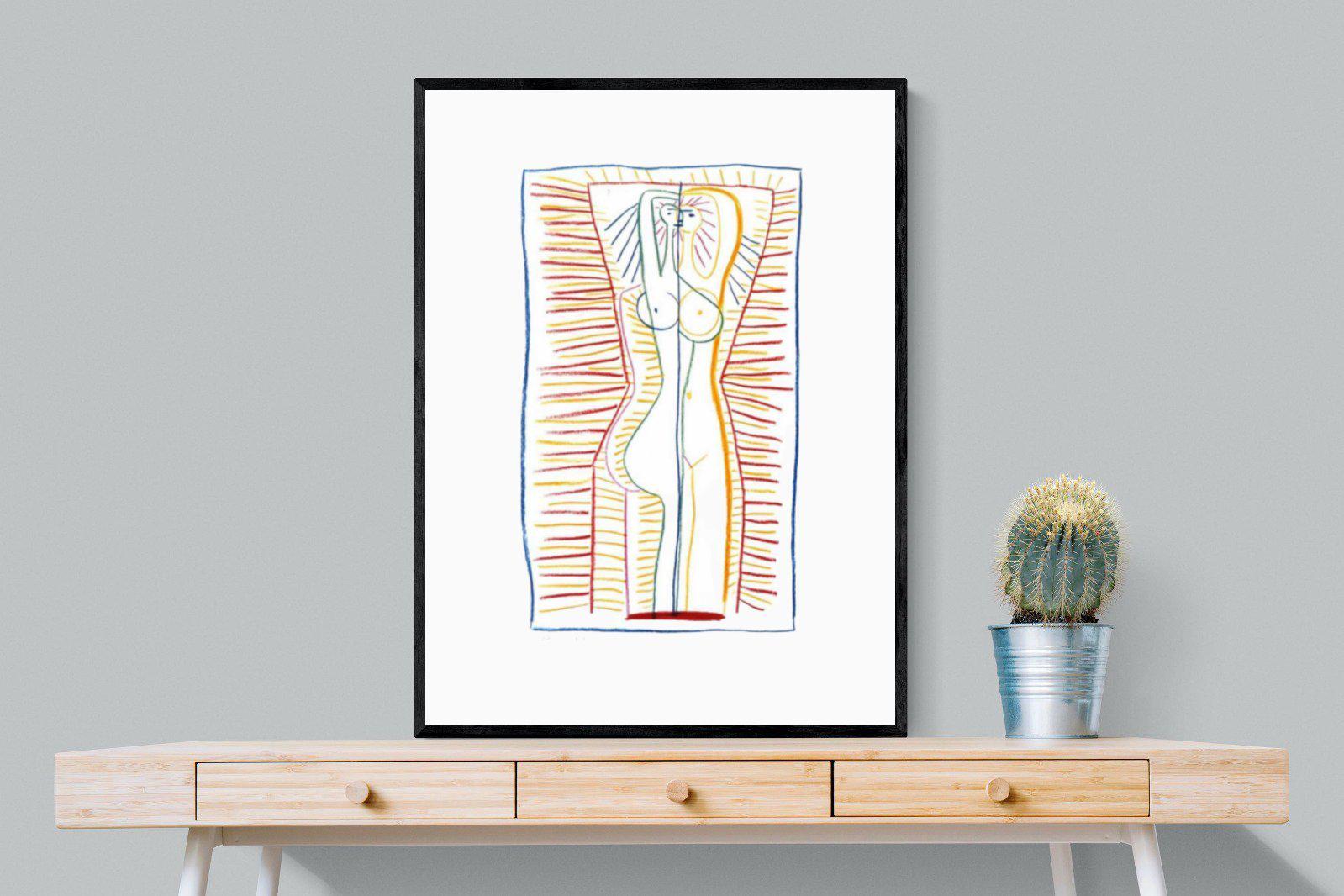 Standing Female Nude II-Wall_Art-75 x 100cm-Mounted Canvas-Black-Pixalot