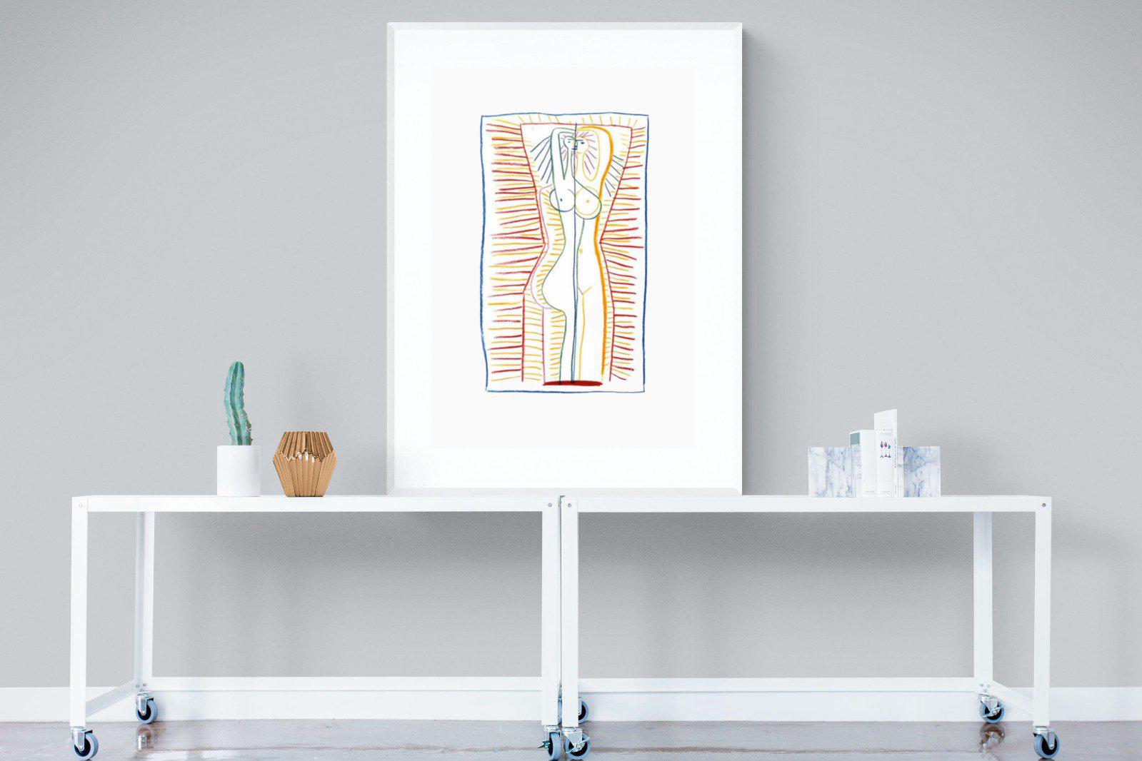 Standing Female Nude II-Wall_Art-90 x 120cm-Framed Print-White-Pixalot