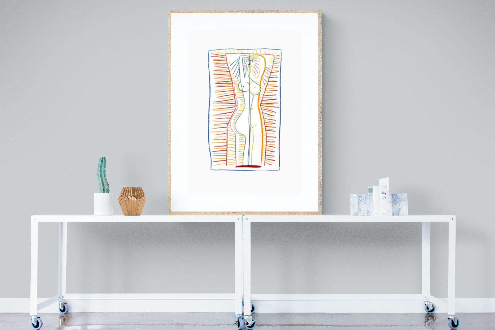 Standing Female Nude II-Wall_Art-90 x 120cm-Framed Print-Wood-Pixalot