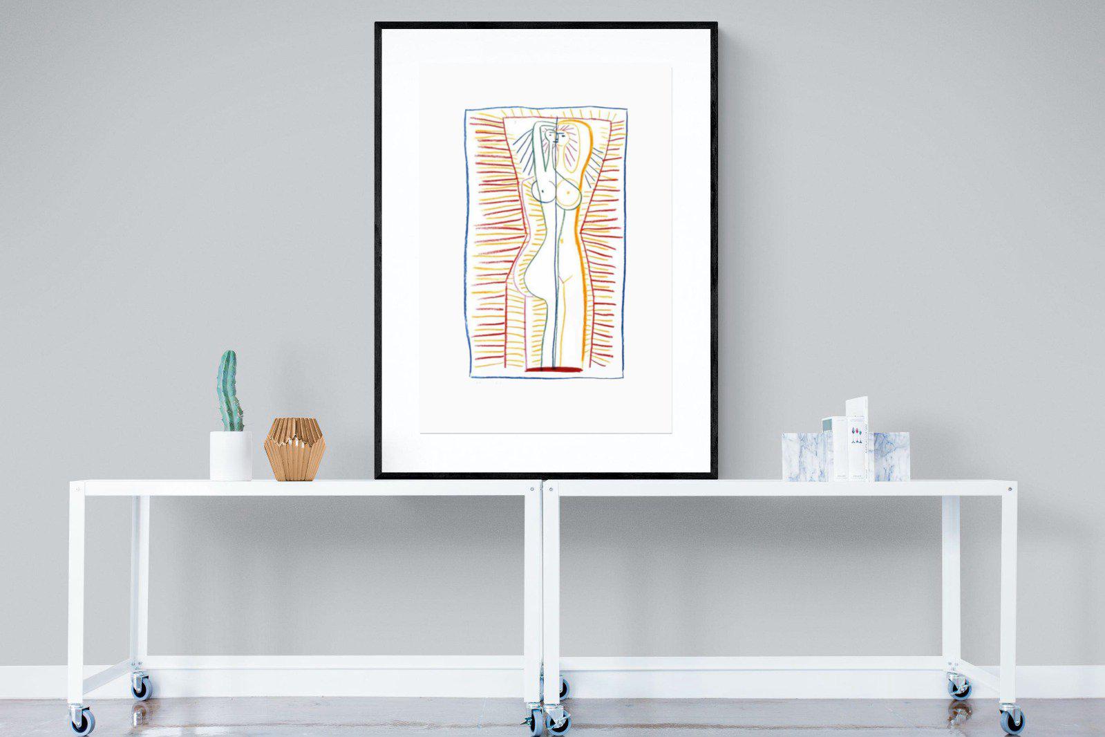 Standing Female Nude II-Wall_Art-90 x 120cm-Framed Print-Black-Pixalot