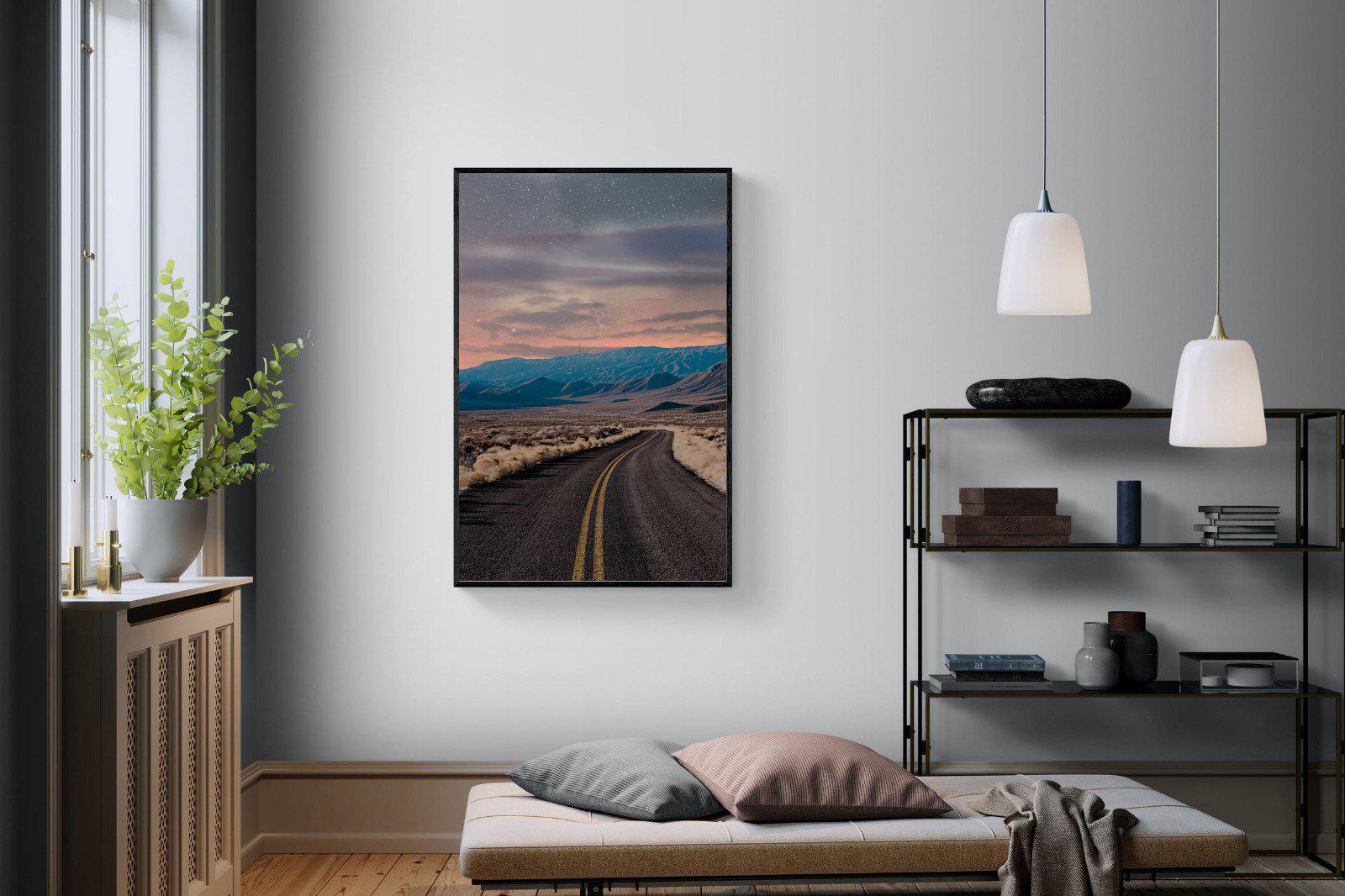 Starry Road-Wall_Art-100 x 150cm-Mounted Canvas-Black-Pixalot