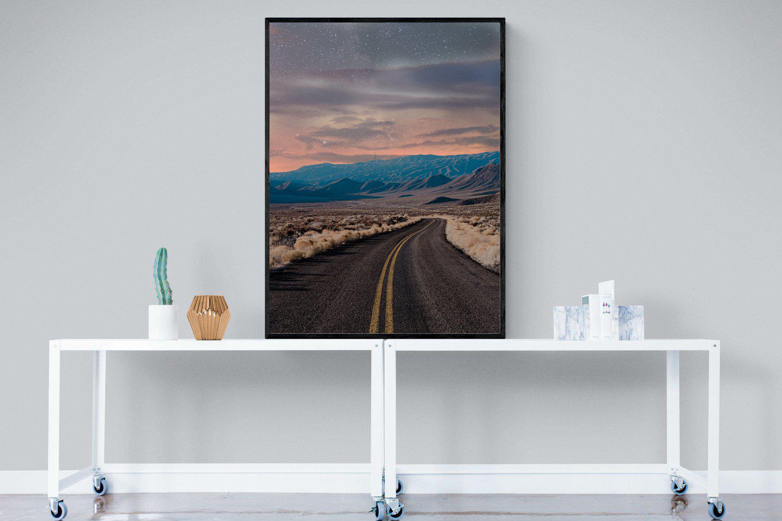 Starry Road-Wall_Art-90 x 120cm-Mounted Canvas-Black-Pixalot