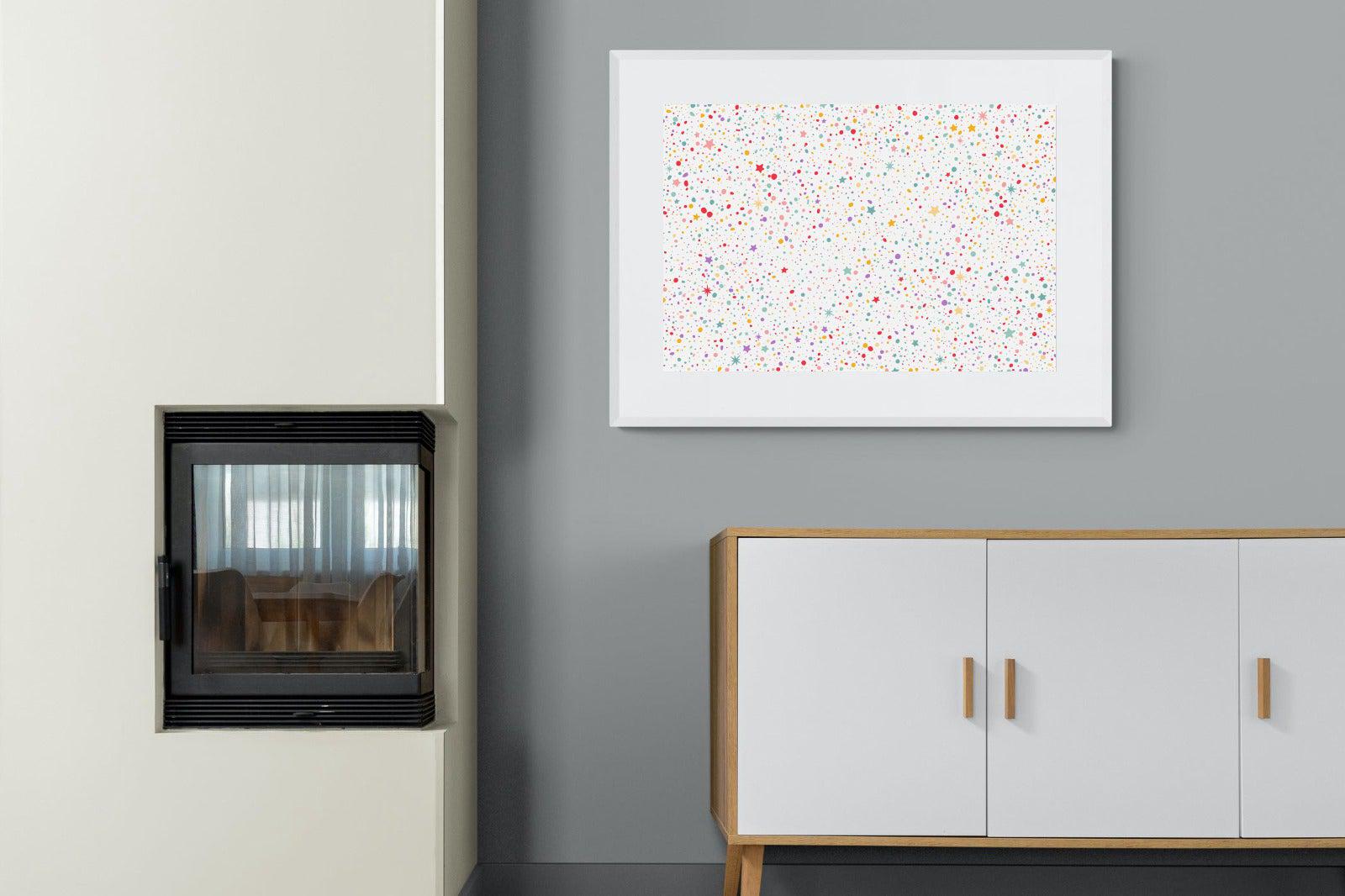 Stars & Dots-Wall_Art-100 x 75cm-Framed Print-White-Pixalot