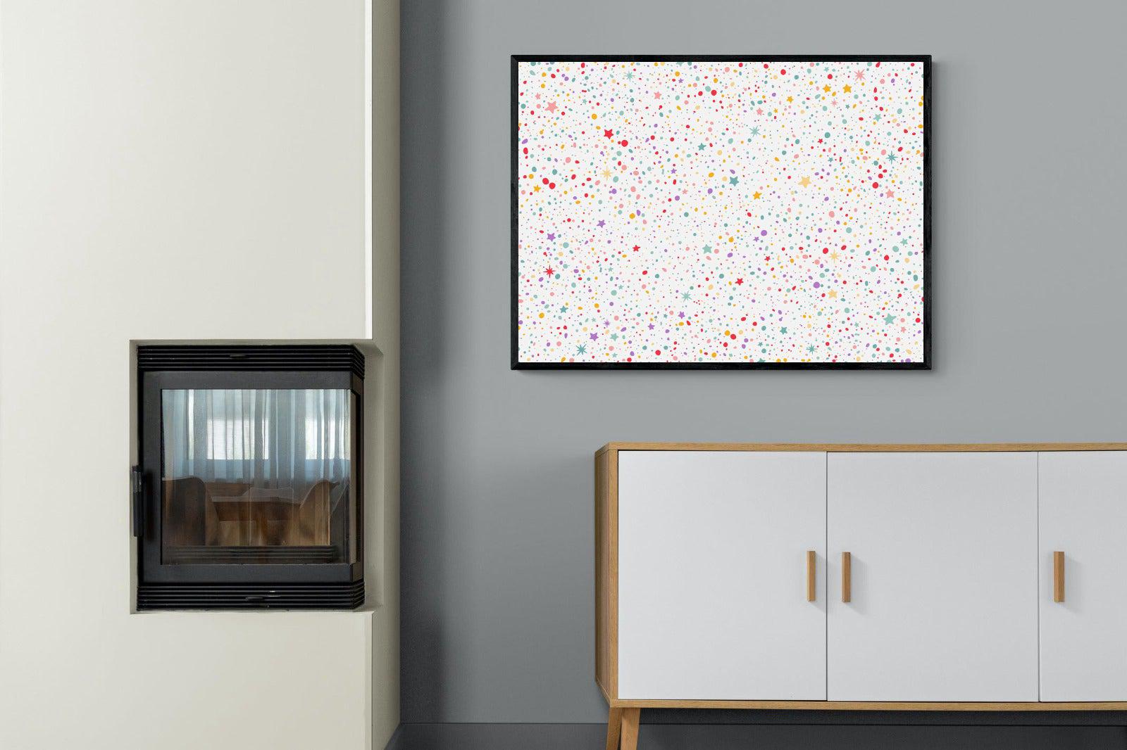 Stars & Dots-Wall_Art-100 x 75cm-Mounted Canvas-Black-Pixalot