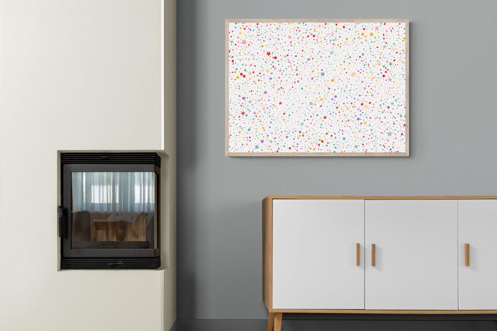 Stars & Dots-Wall_Art-100 x 75cm-Mounted Canvas-Wood-Pixalot