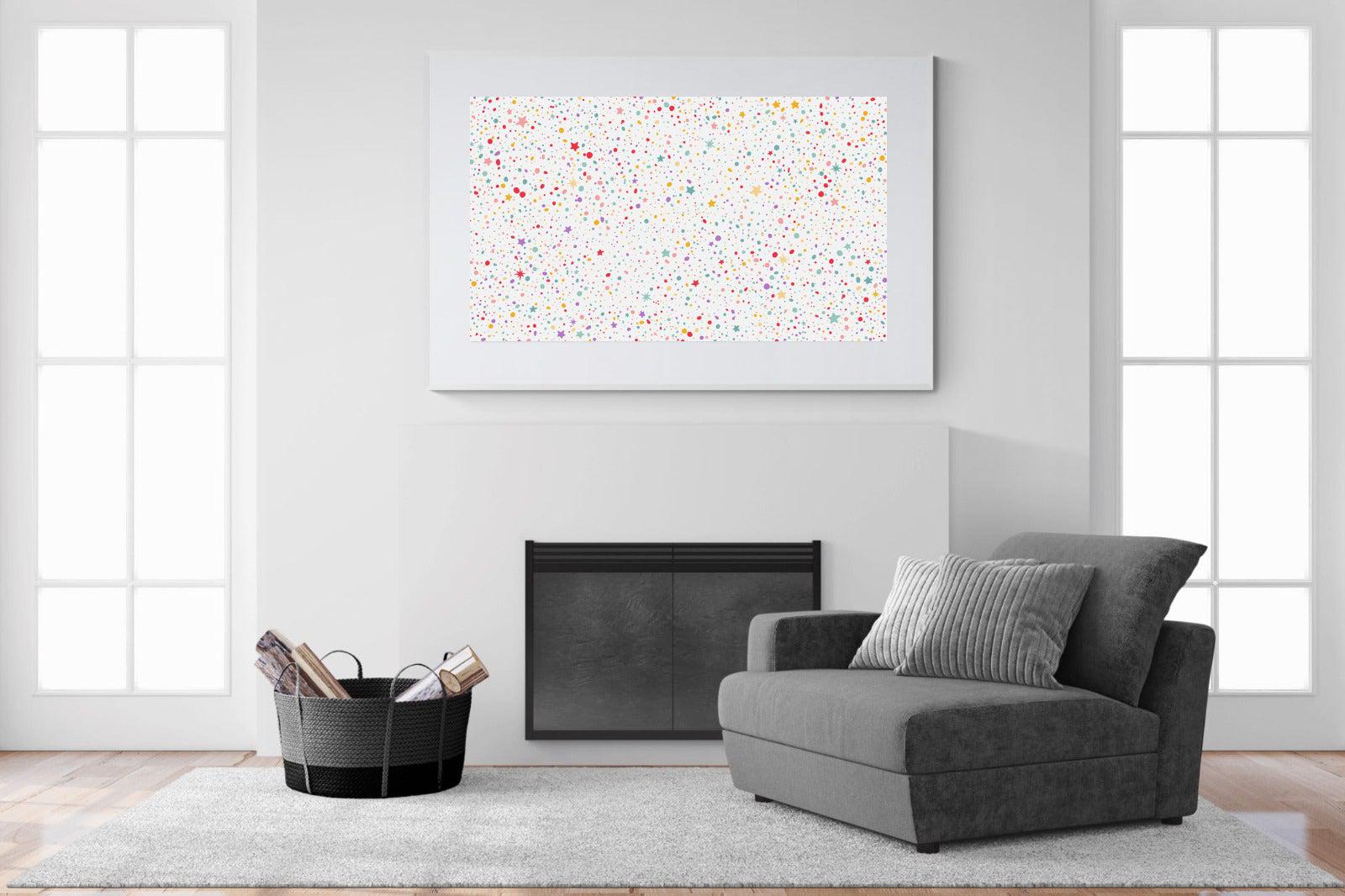 Stars & Dots-Wall_Art-150 x 100cm-Framed Print-White-Pixalot