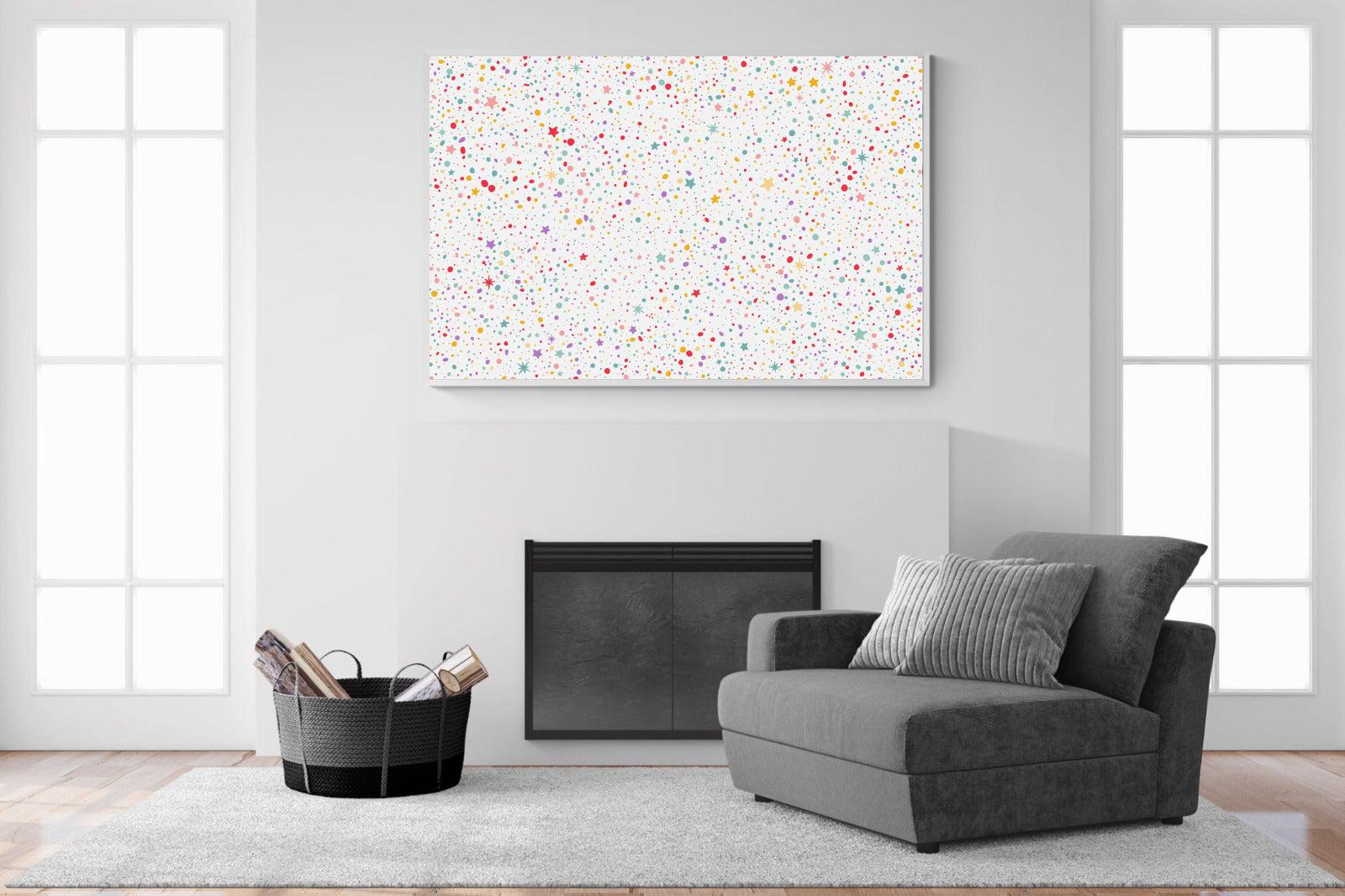 Stars & Dots-Wall_Art-150 x 100cm-Mounted Canvas-White-Pixalot