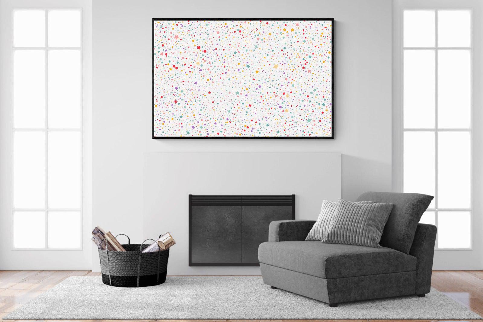 Stars & Dots-Wall_Art-150 x 100cm-Mounted Canvas-Black-Pixalot