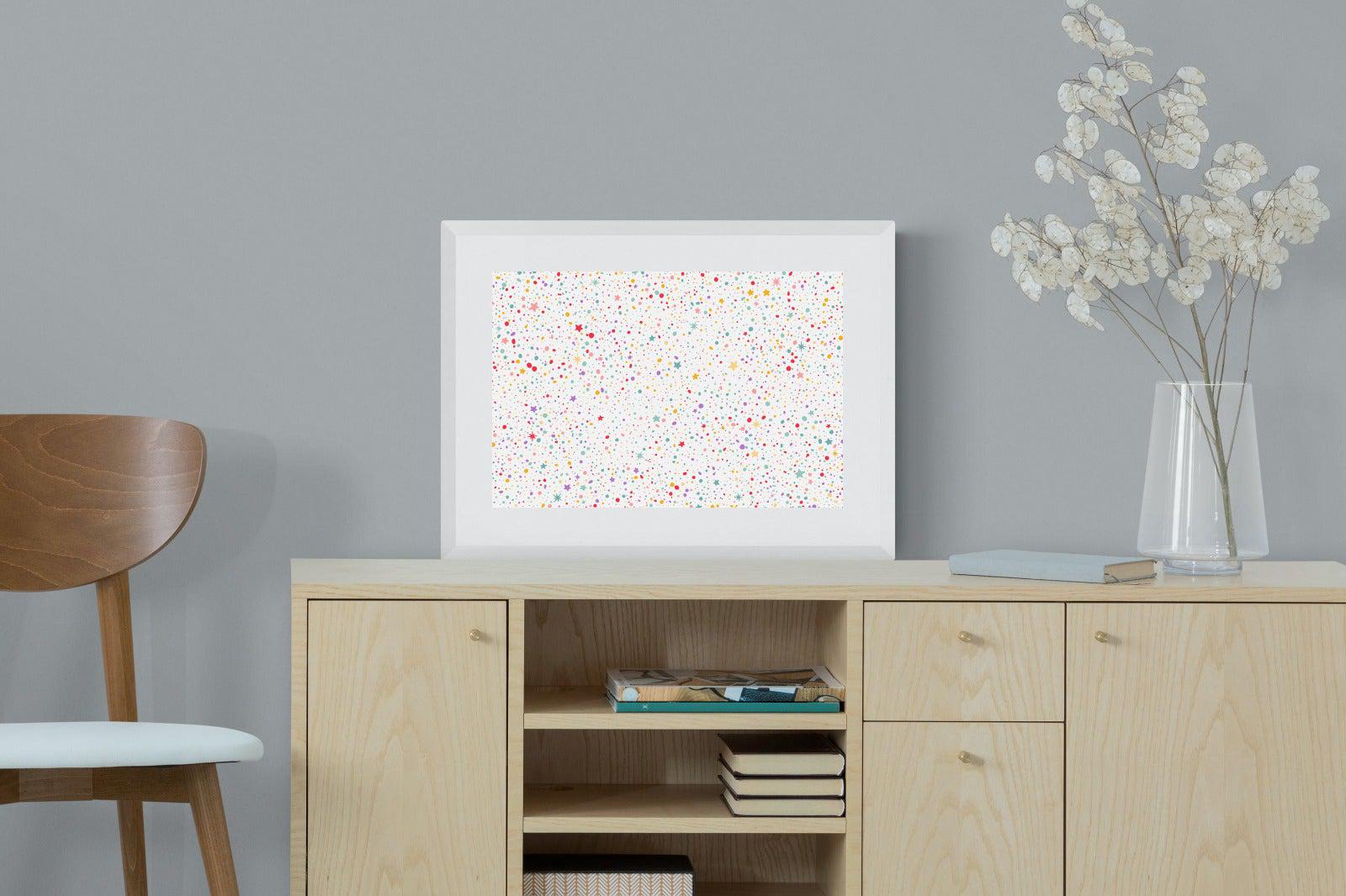 Stars & Dots-Wall_Art-60 x 45cm-Framed Print-White-Pixalot