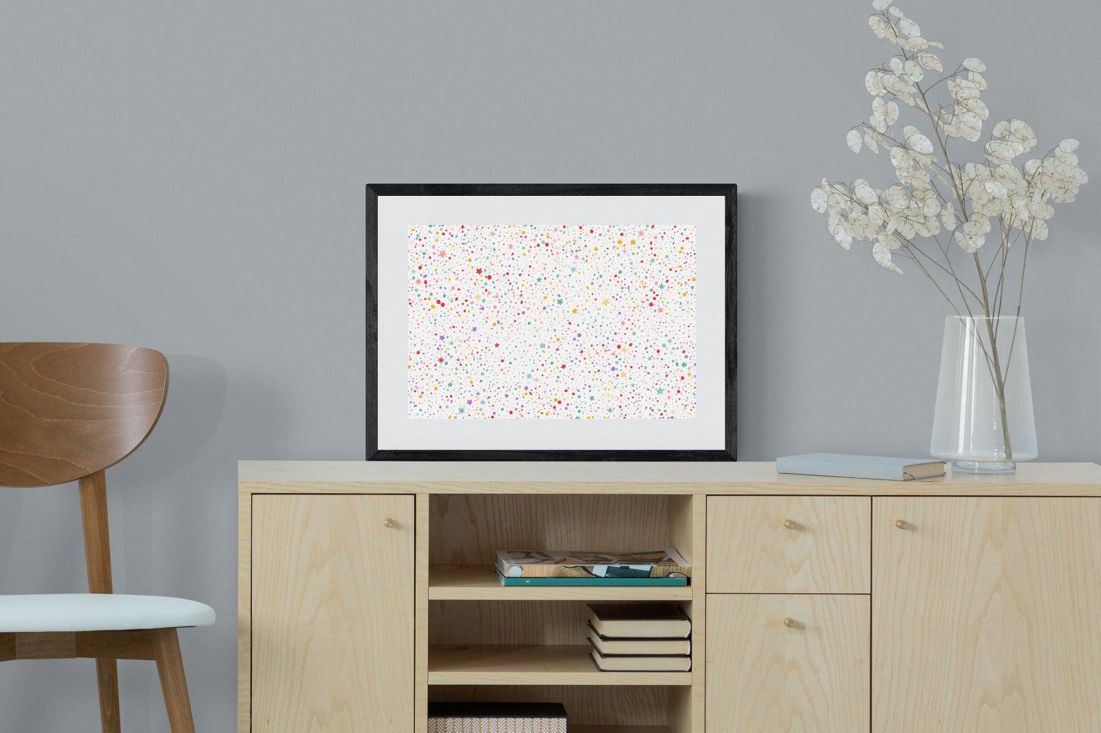 Stars & Dots-Wall_Art-60 x 45cm-Framed Print-Black-Pixalot