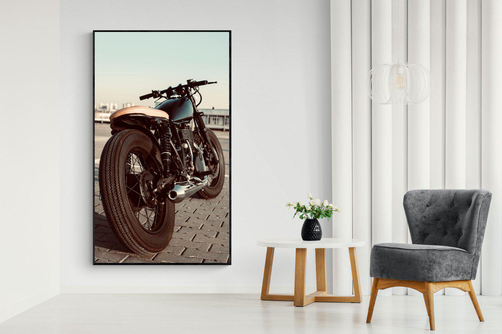 Street Bike-Wall_Art-130 x 220cm-Mounted Canvas-Black-Pixalot
