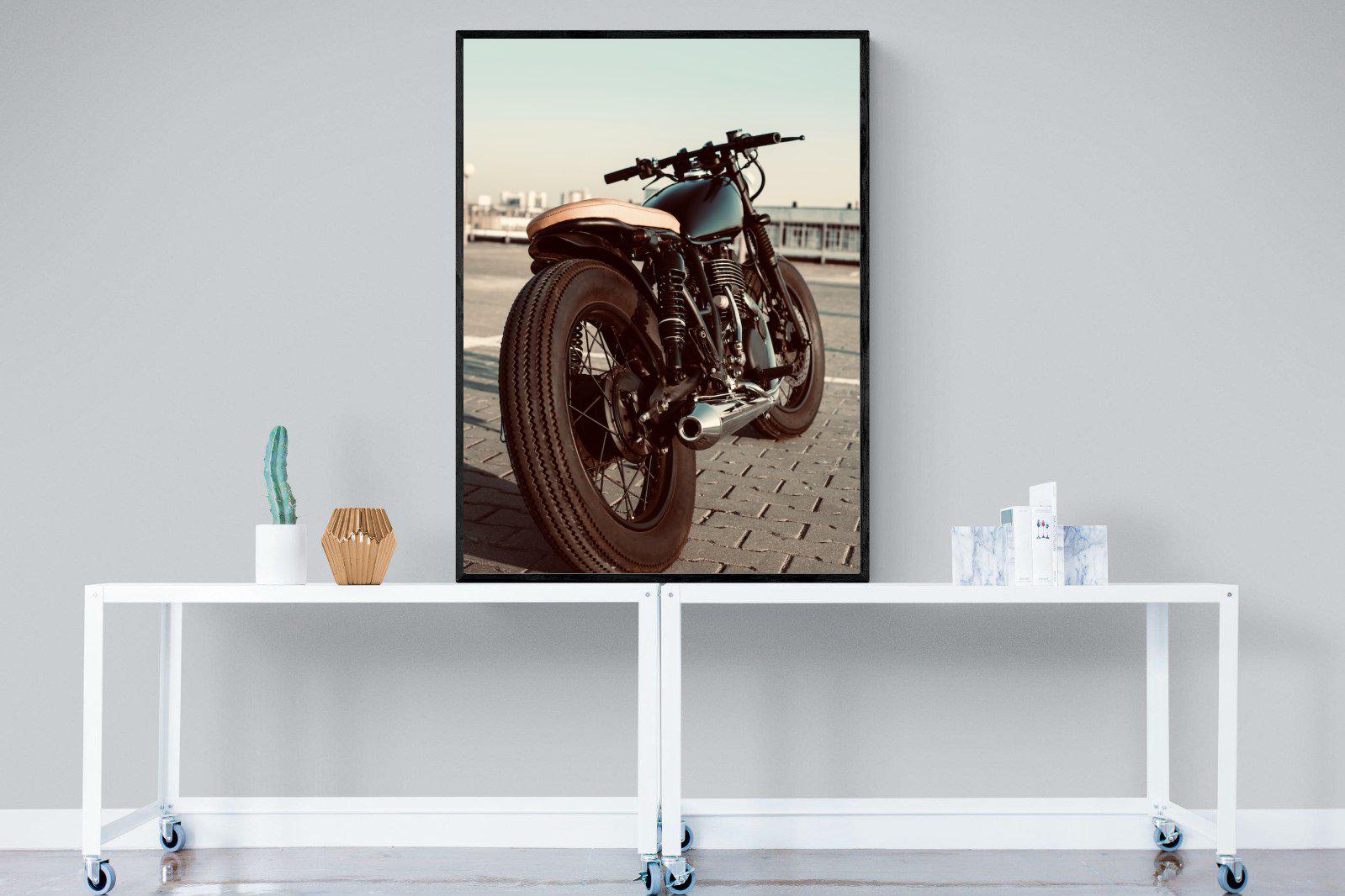 Street Bike-Wall_Art-90 x 120cm-Mounted Canvas-Black-Pixalot