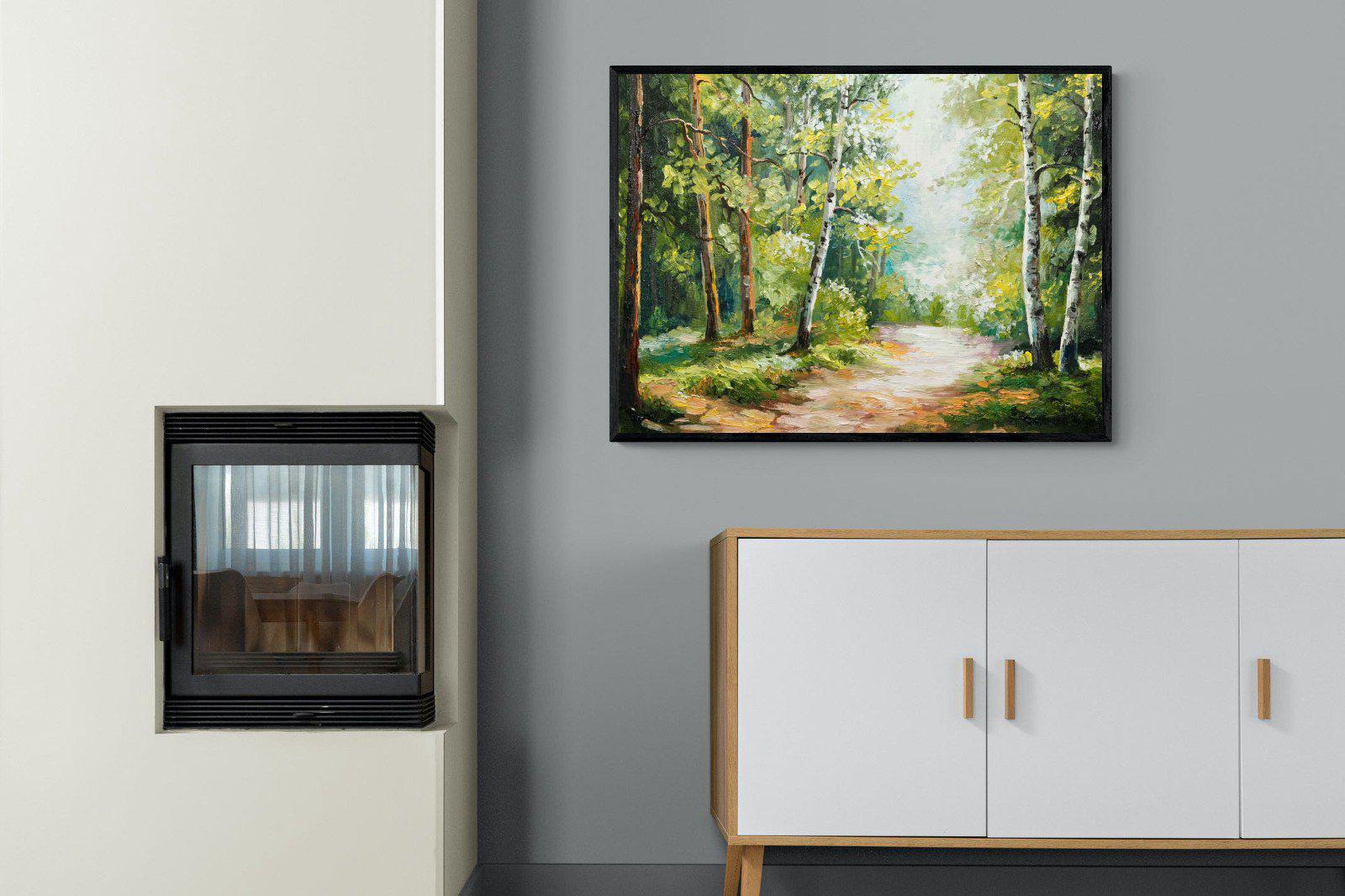 Summer Forest-Wall_Art-100 x 75cm-Mounted Canvas-Black-Pixalot