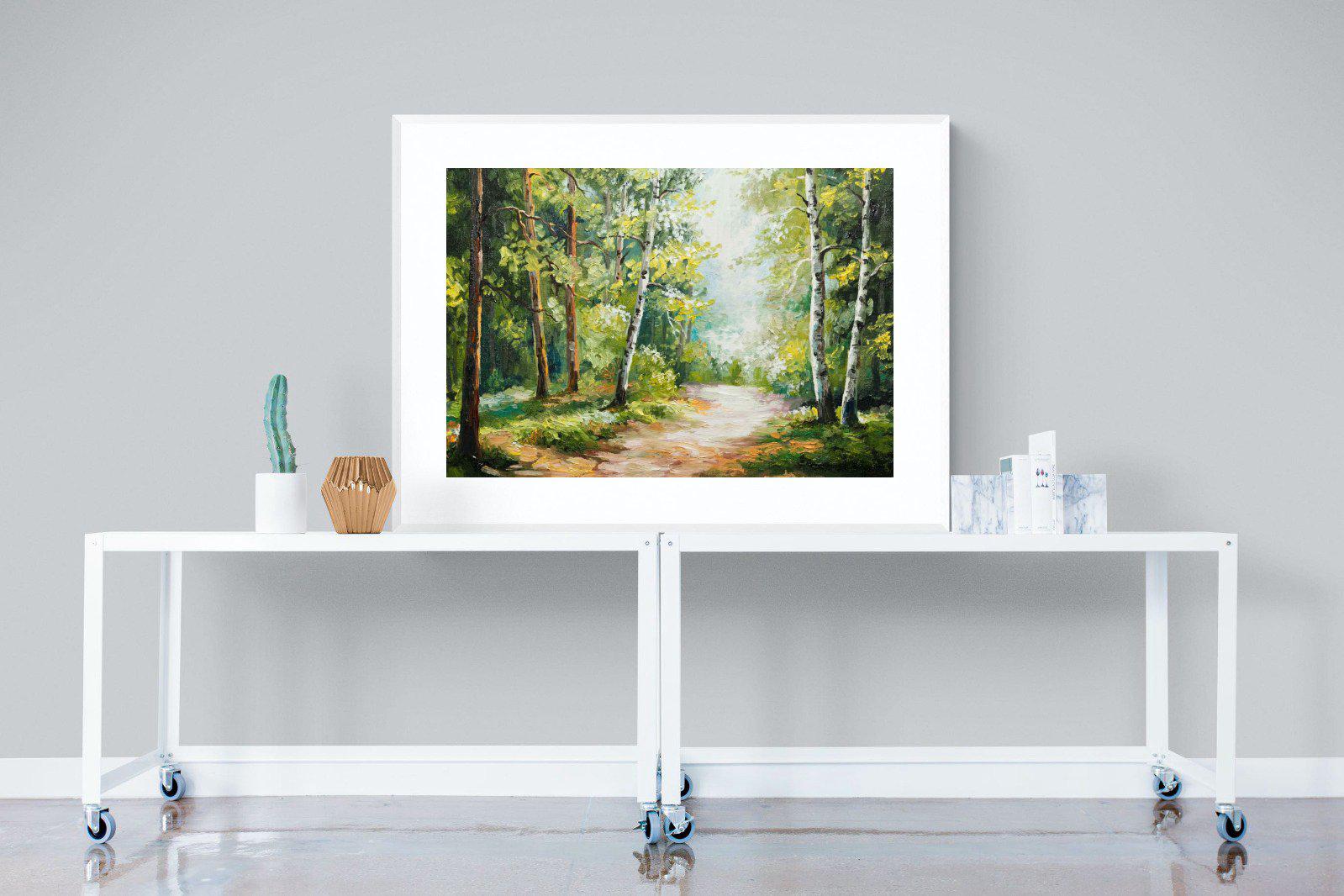 Summer Forest-Wall_Art-120 x 90cm-Framed Print-White-Pixalot