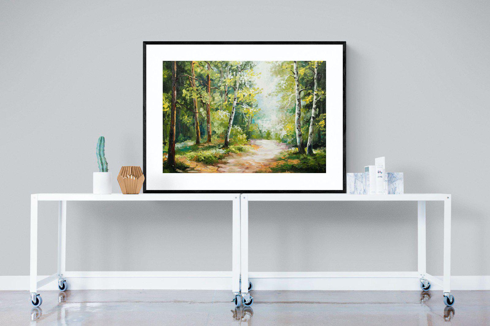 Summer Forest-Wall_Art-120 x 90cm-Framed Print-Black-Pixalot