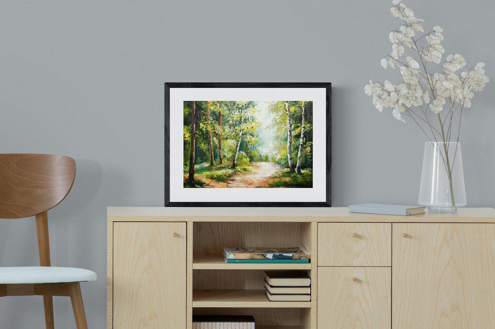 Summer Forest-Wall_Art-60 x 45cm-Framed Print-Black-Pixalot