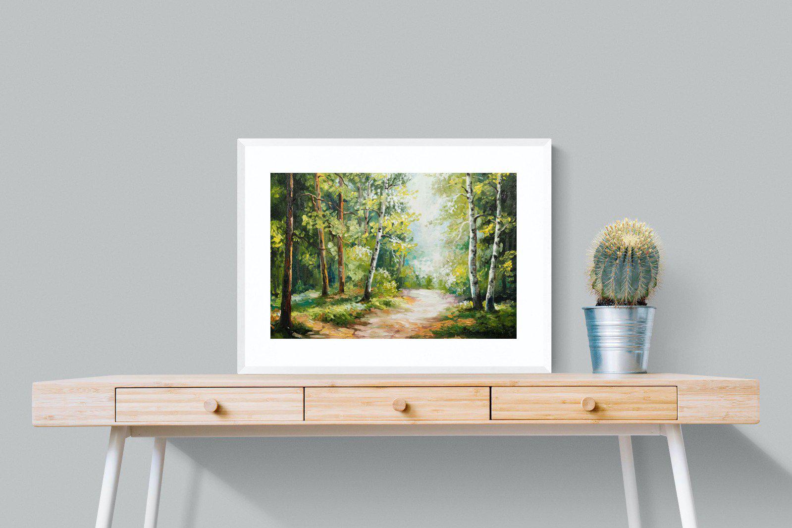 Summer Forest-Wall_Art-80 x 60cm-Framed Print-White-Pixalot
