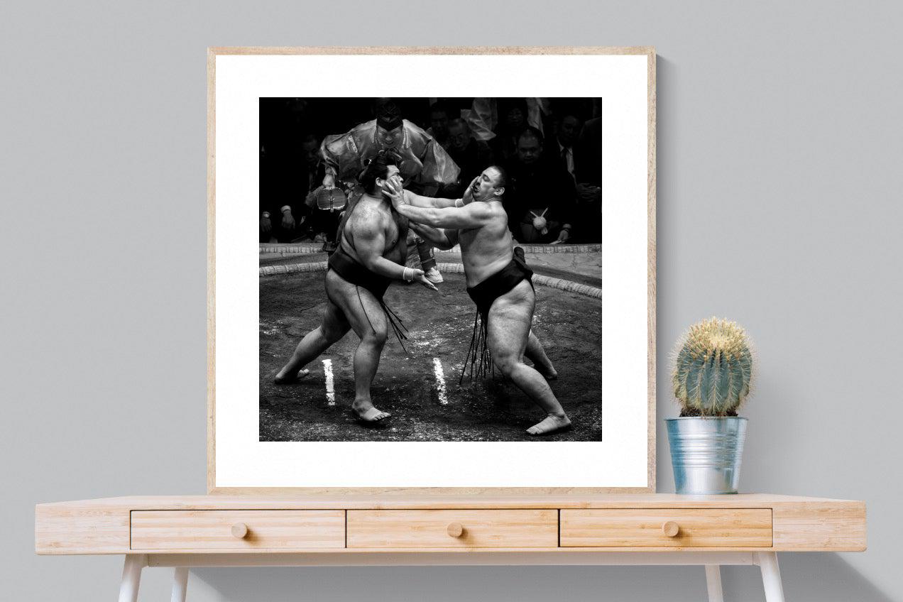 Sumo-Wall_Art-100 x 100cm-Framed Print-Wood-Pixalot