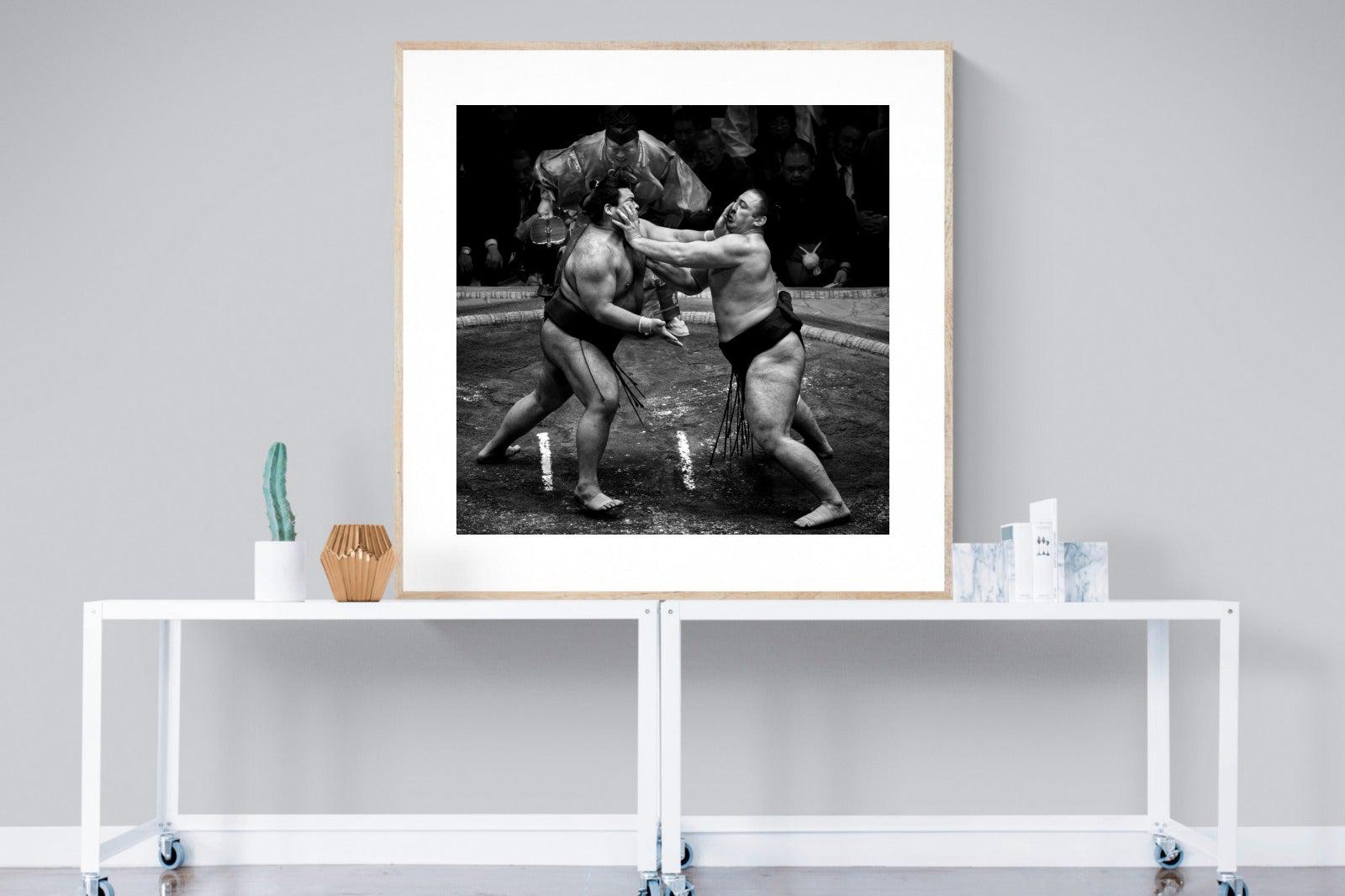 Sumo-Wall_Art-120 x 120cm-Framed Print-Wood-Pixalot