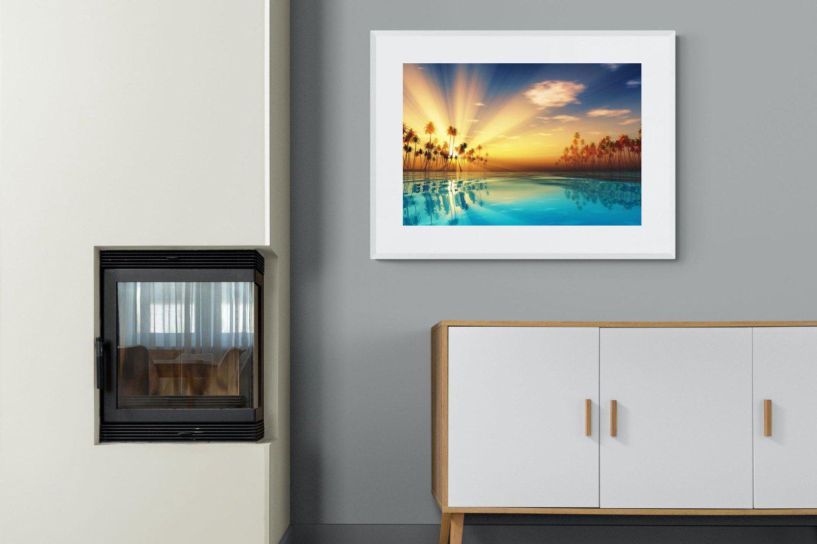 Sun Rays-Wall_Art-100 x 75cm-Framed Print-White-Pixalot