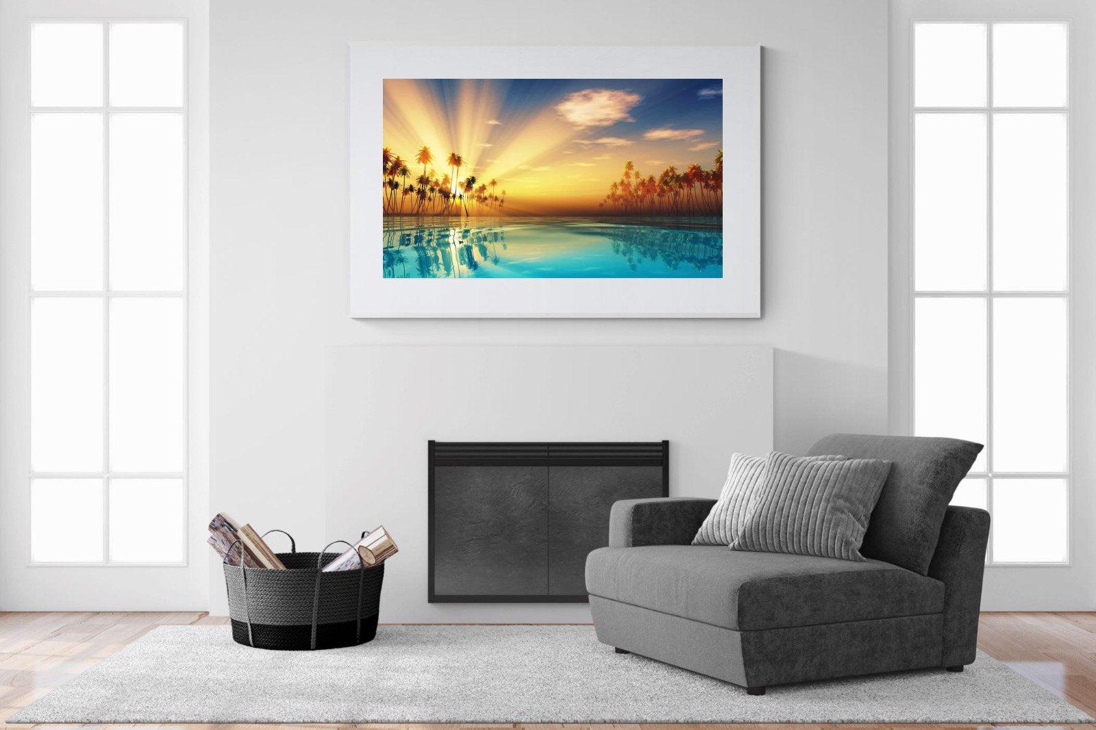 Sun Rays-Wall_Art-150 x 100cm-Framed Print-White-Pixalot
