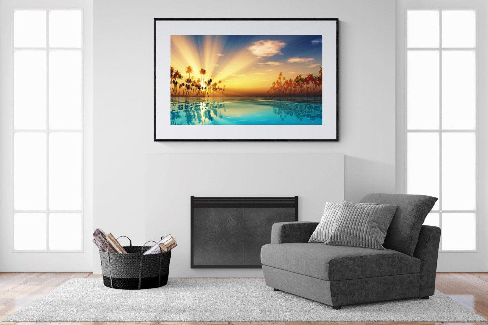 Sun Rays-Wall_Art-150 x 100cm-Framed Print-Black-Pixalot